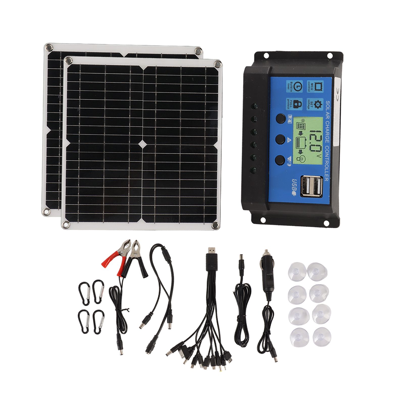 Solar Panel Kit 50W Solar Panel 60A Solar Charge Controller Set with 2 USB view 9
