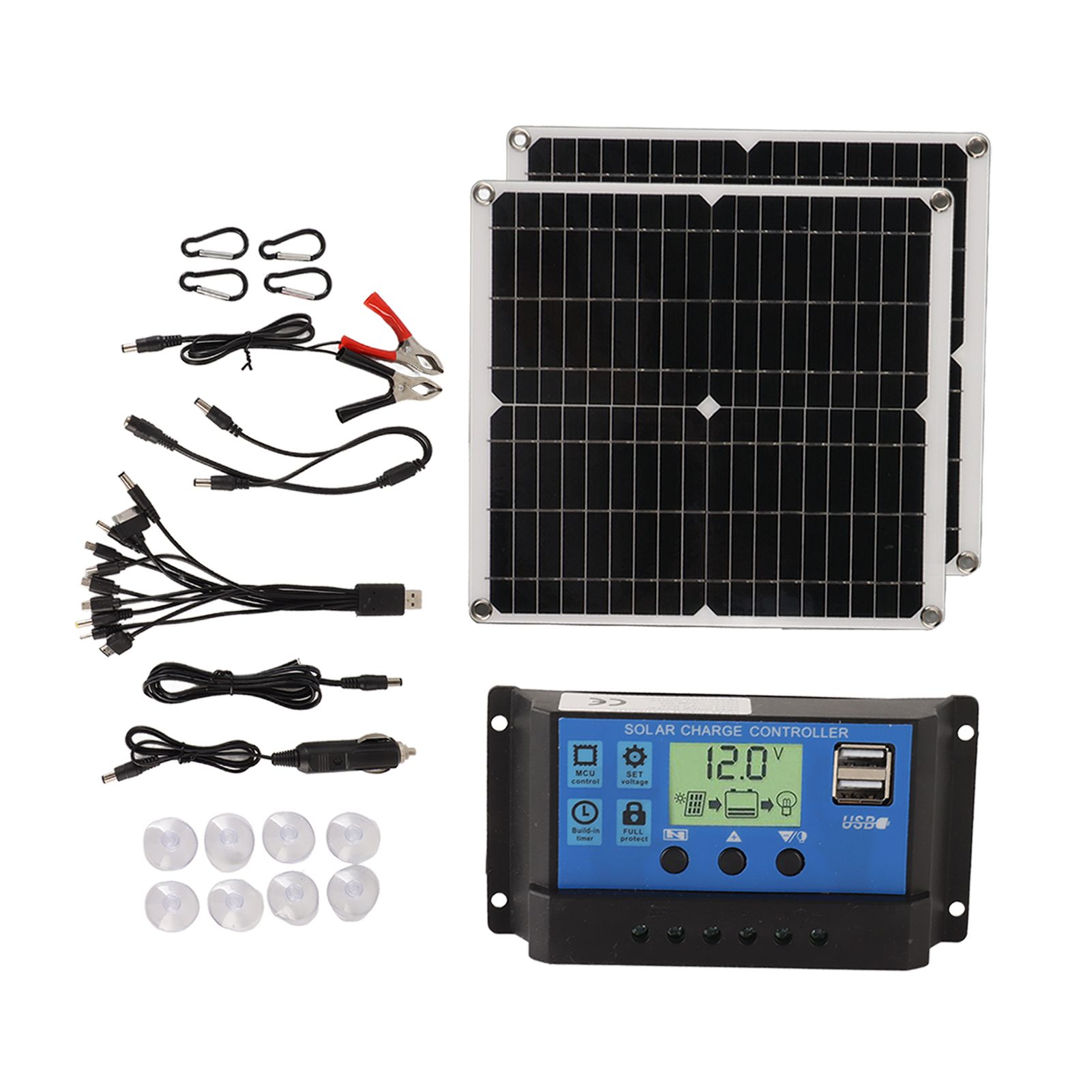 Solar Panel Kit 50W Solar Panel 60A Solar Charge Controller Set with 2 USB view 10