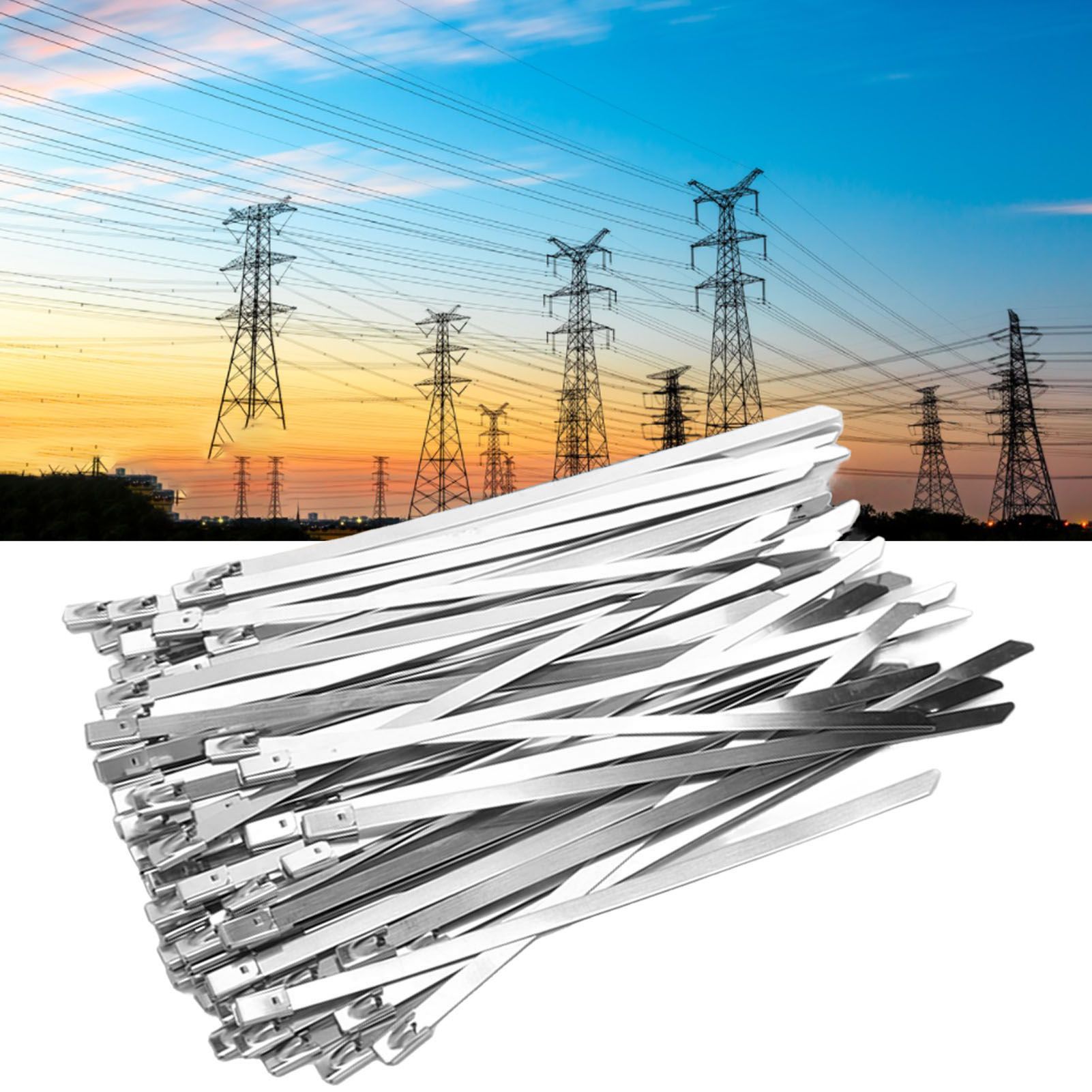 100Pcs Cable Tie Stainless Steel Hose Zip Tie Self Locking Set Kit for Wire view 12