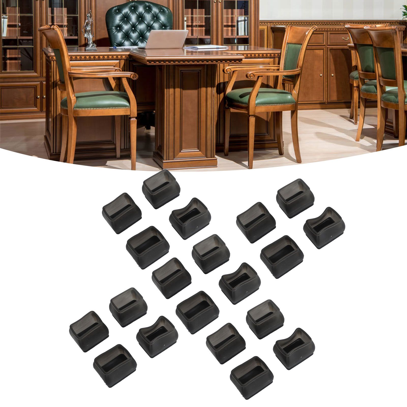 20 Pcs Chair Leg Floor Protector Rectangular Transparent Black Felt Mat view 11