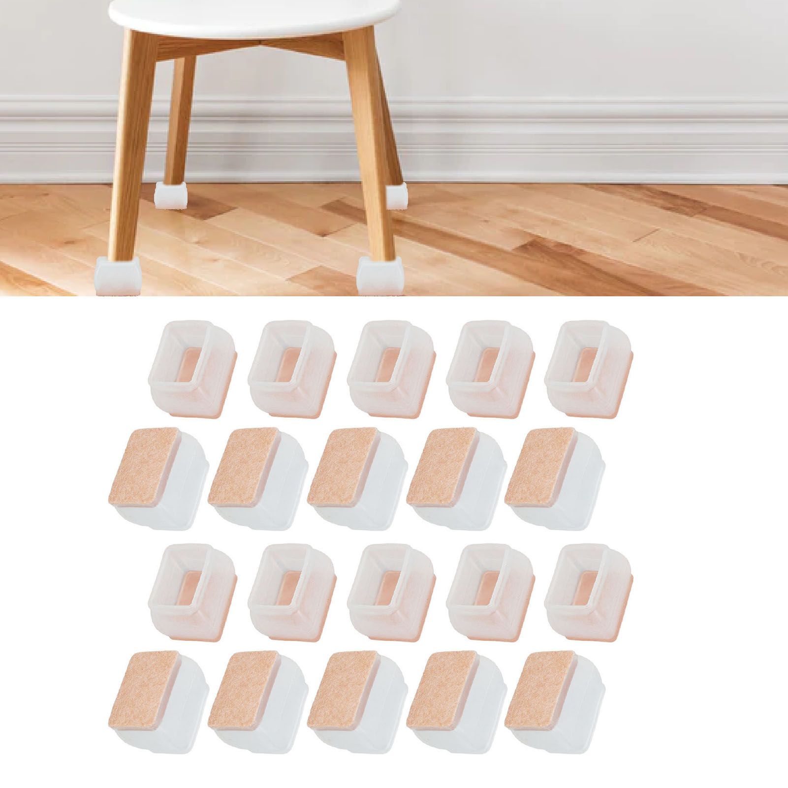 20Pcs Chair Leg Protector for Hardwood Floor Rubber Felt Furniture Pad Cover view 11