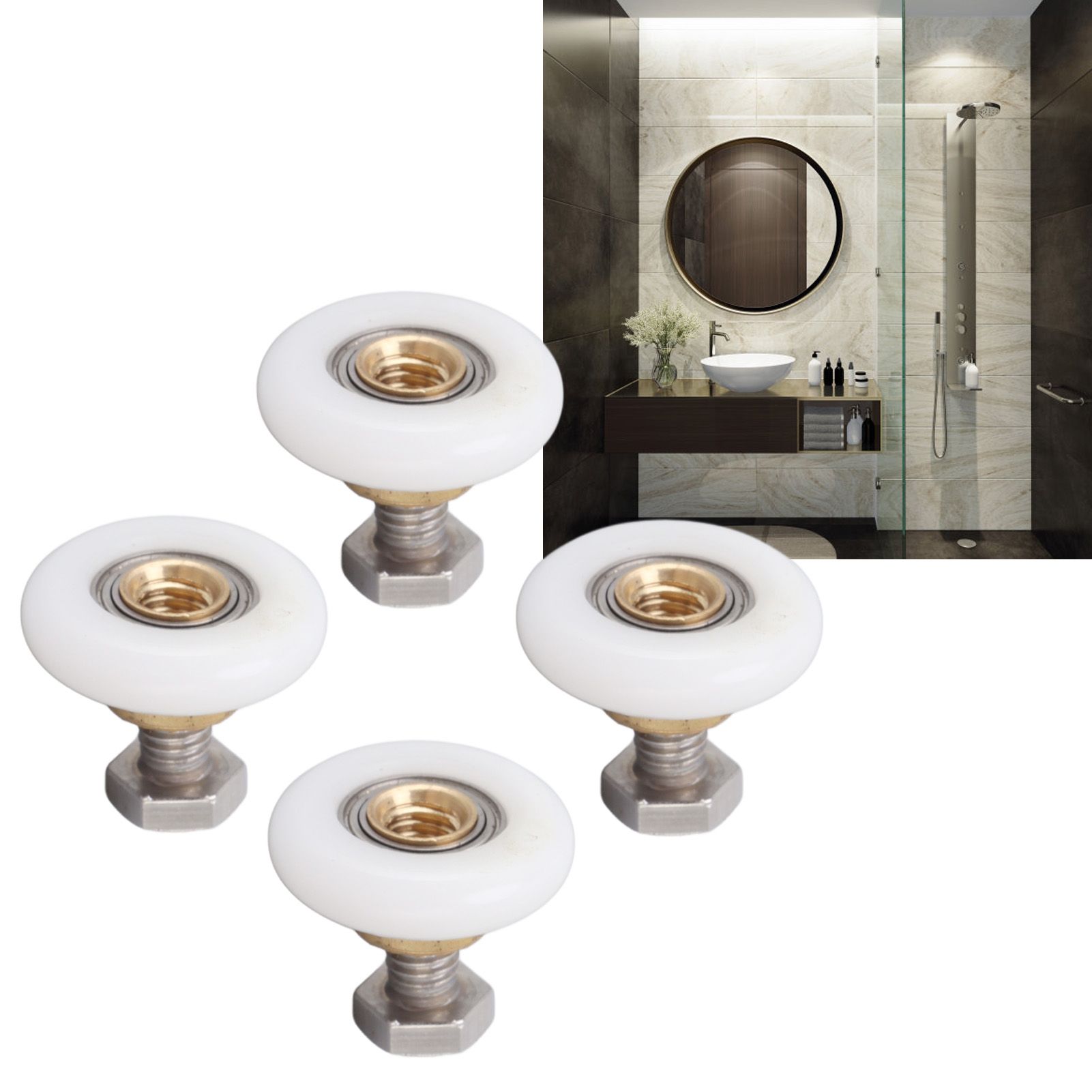 4 Set Shower Door Rollers Runners Wheels Bathroom Glass Door Rollers Runners view 11