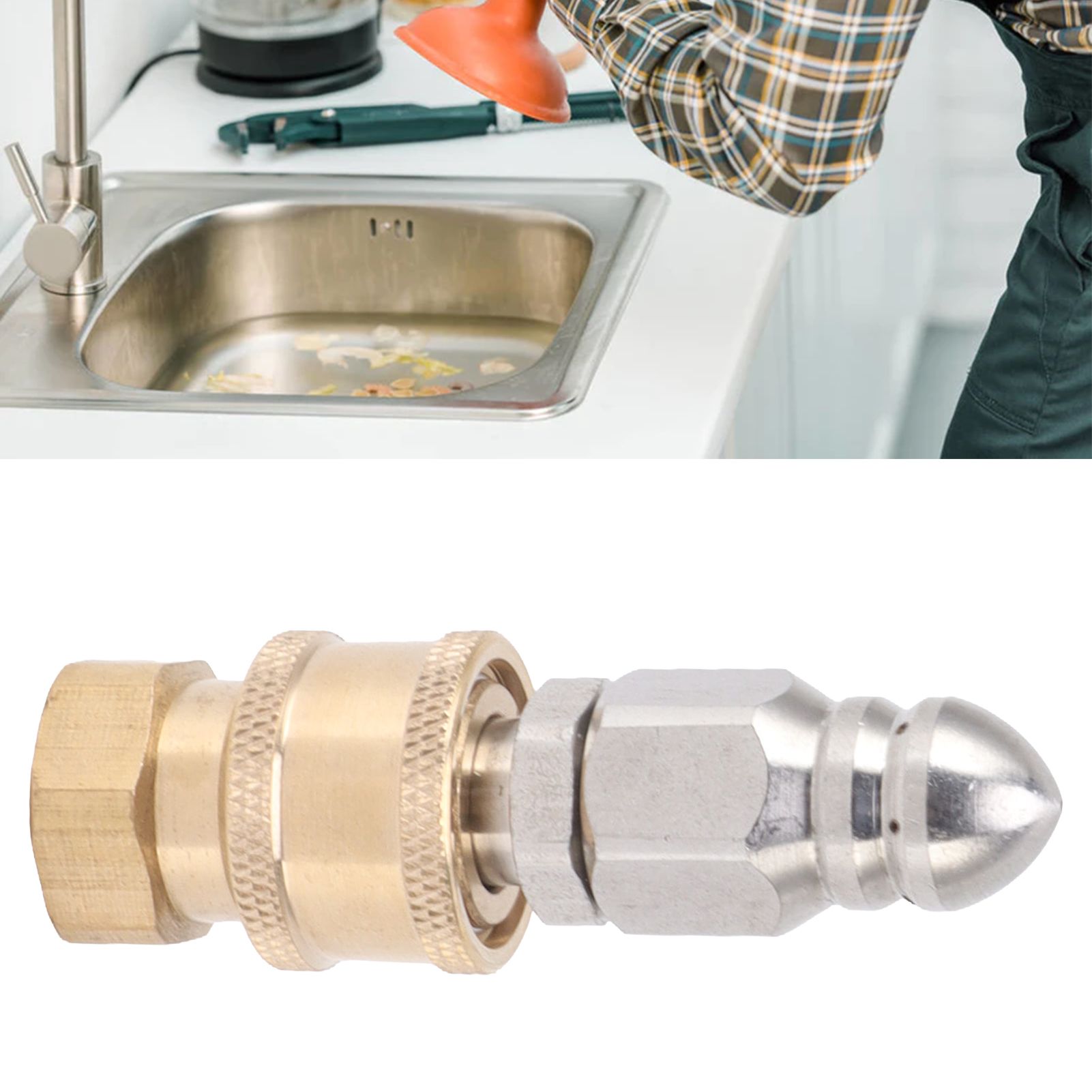 Compact Sewer Nozzle G1/4 Quick Insert Drain Hose Nozzle Pressure Washer view 11