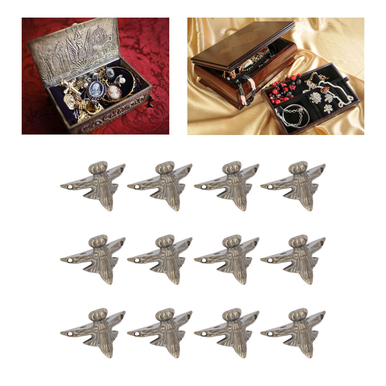 20 Set Antique Wood Box Feet Legs Jewelry Chest Storage Box Feet Leg Corner view 12