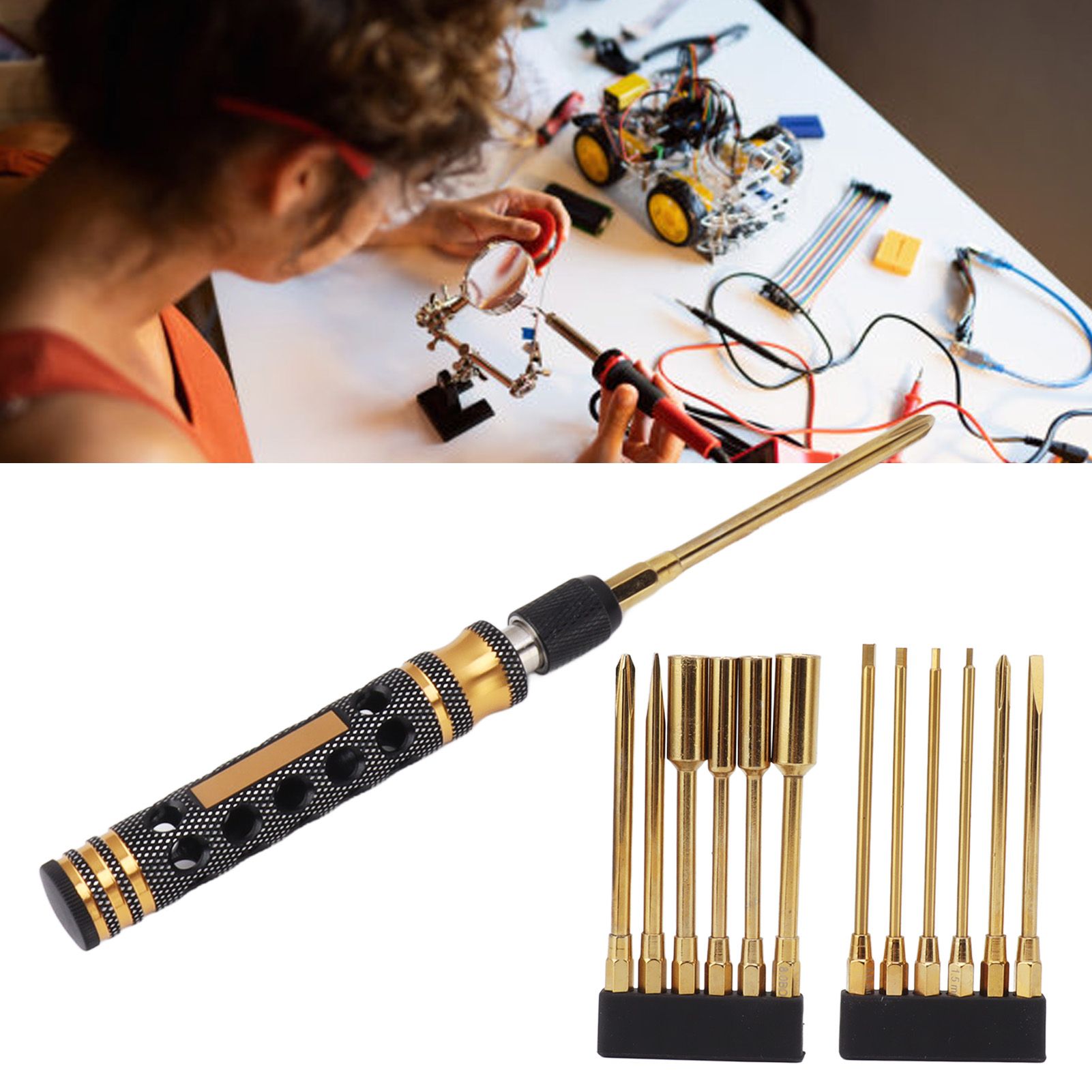 Screw Driver Repair Tool Push Type 12 in 1 Ergonomic High Toughness Multi Bit view 12