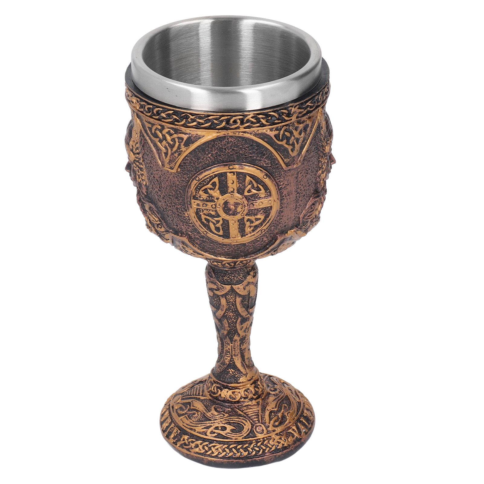 Nordic Wine Goblet Resin Shell Stainless Steel Unique Retro Beer Cup for view 3