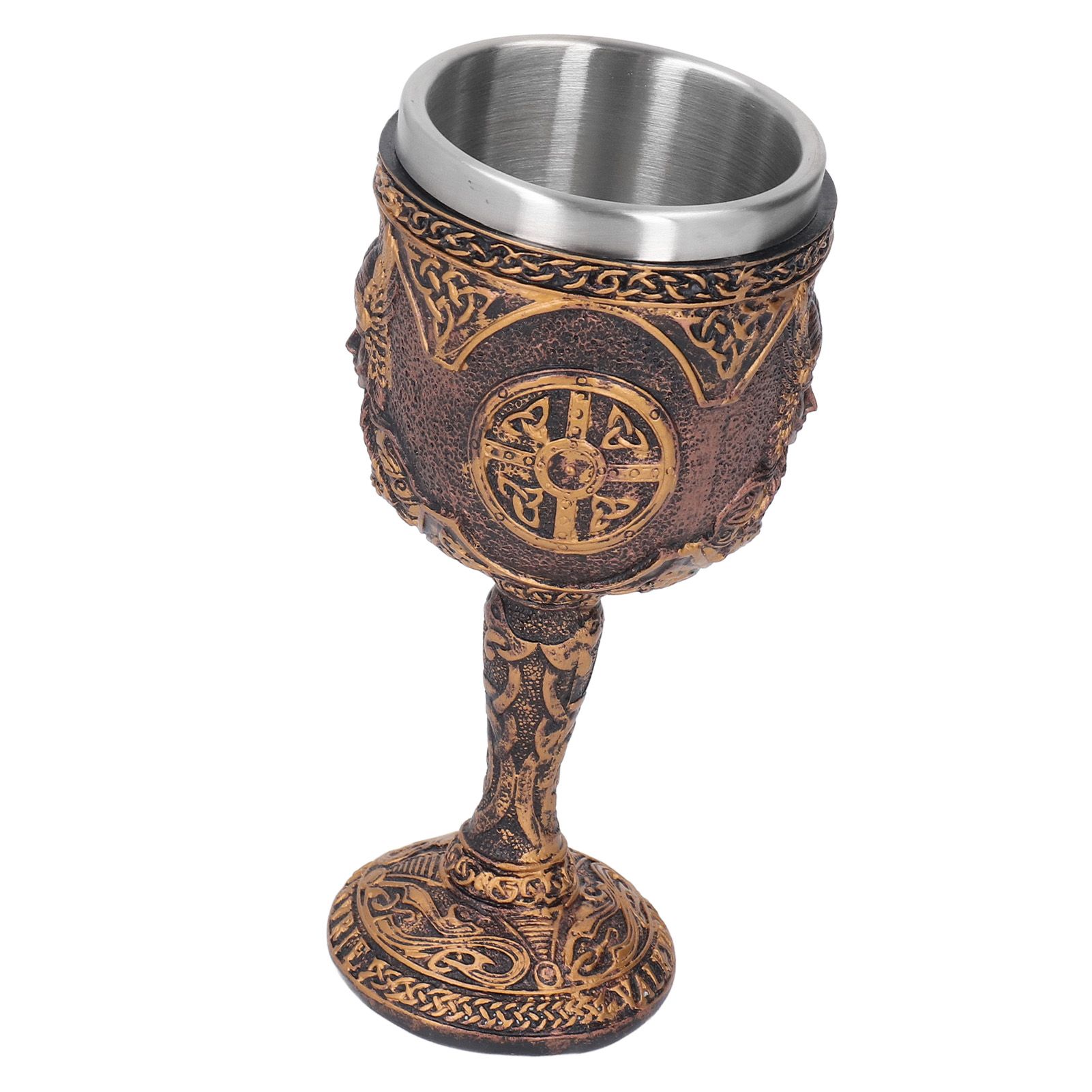 Nordic Wine Goblet Resin Shell Stainless Steel Unique Retro Beer Cup for view 6