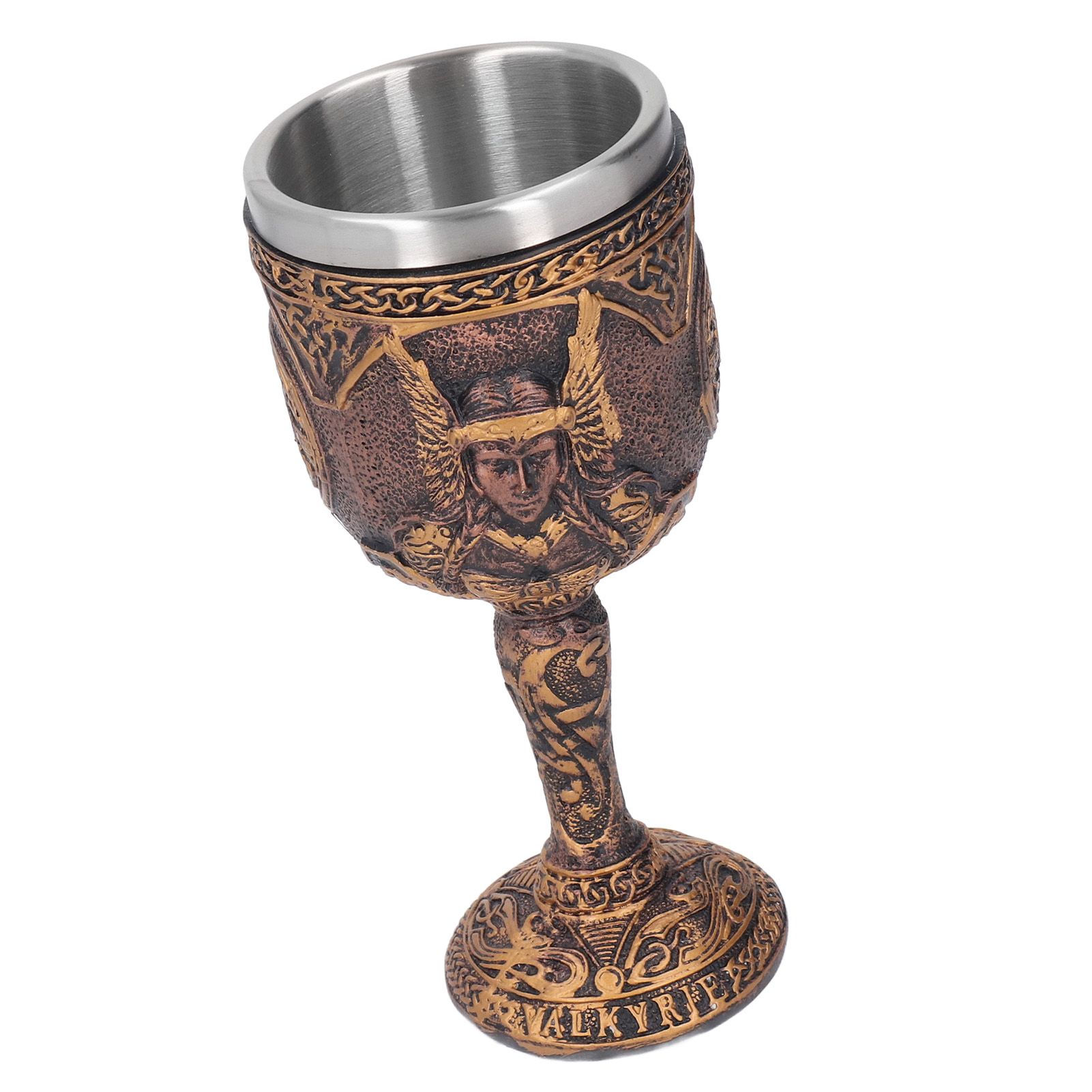 Nordic Wine Goblet Resin Shell Stainless Steel Unique Retro Beer Cup for view 7