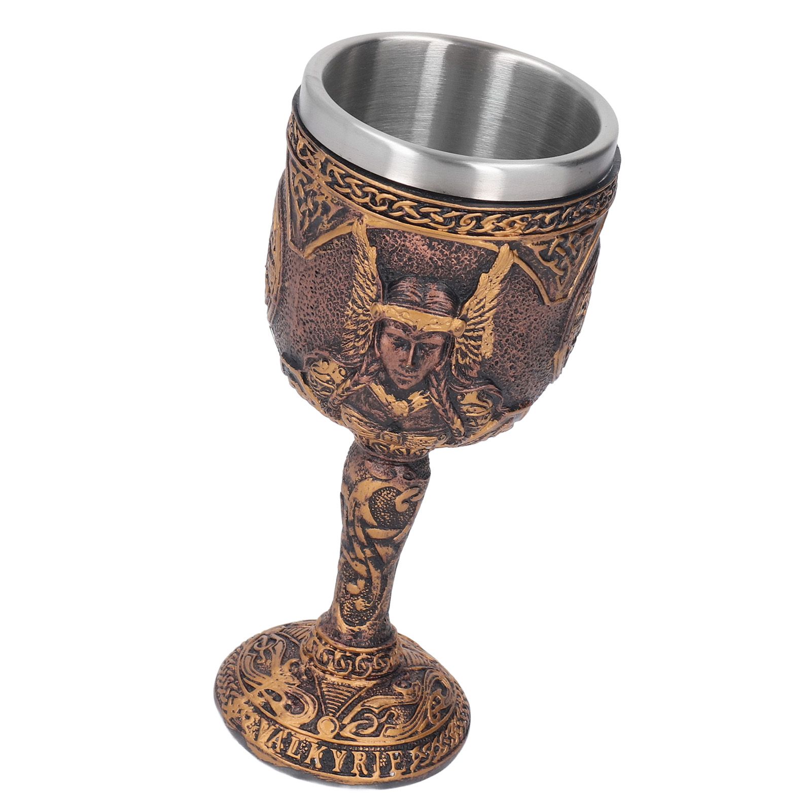 Nordic Wine Goblet Resin Shell Stainless Steel Unique Retro Beer Cup for view 8