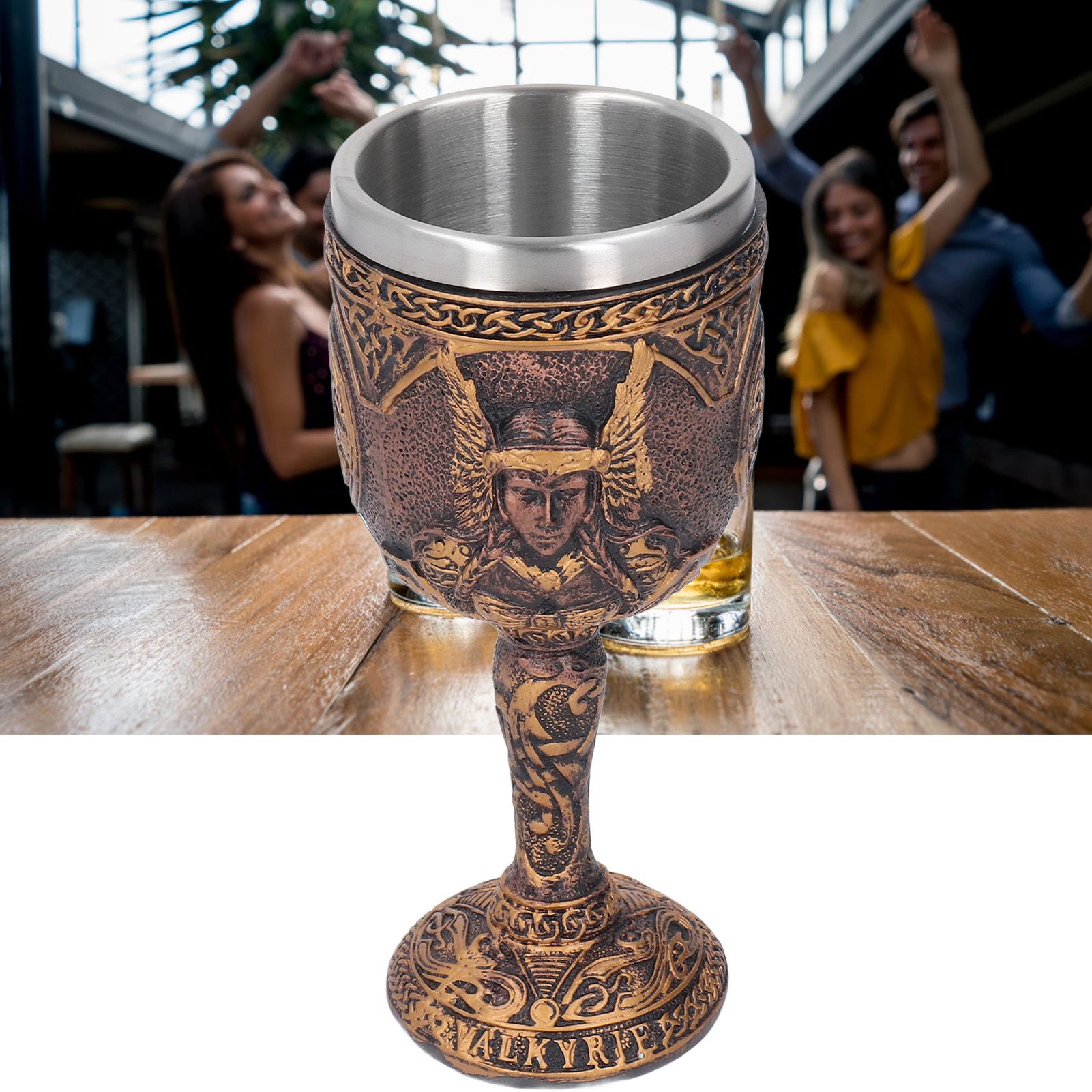 Nordic Wine Goblet Resin Shell Stainless Steel Unique Retro Beer Cup for view 11