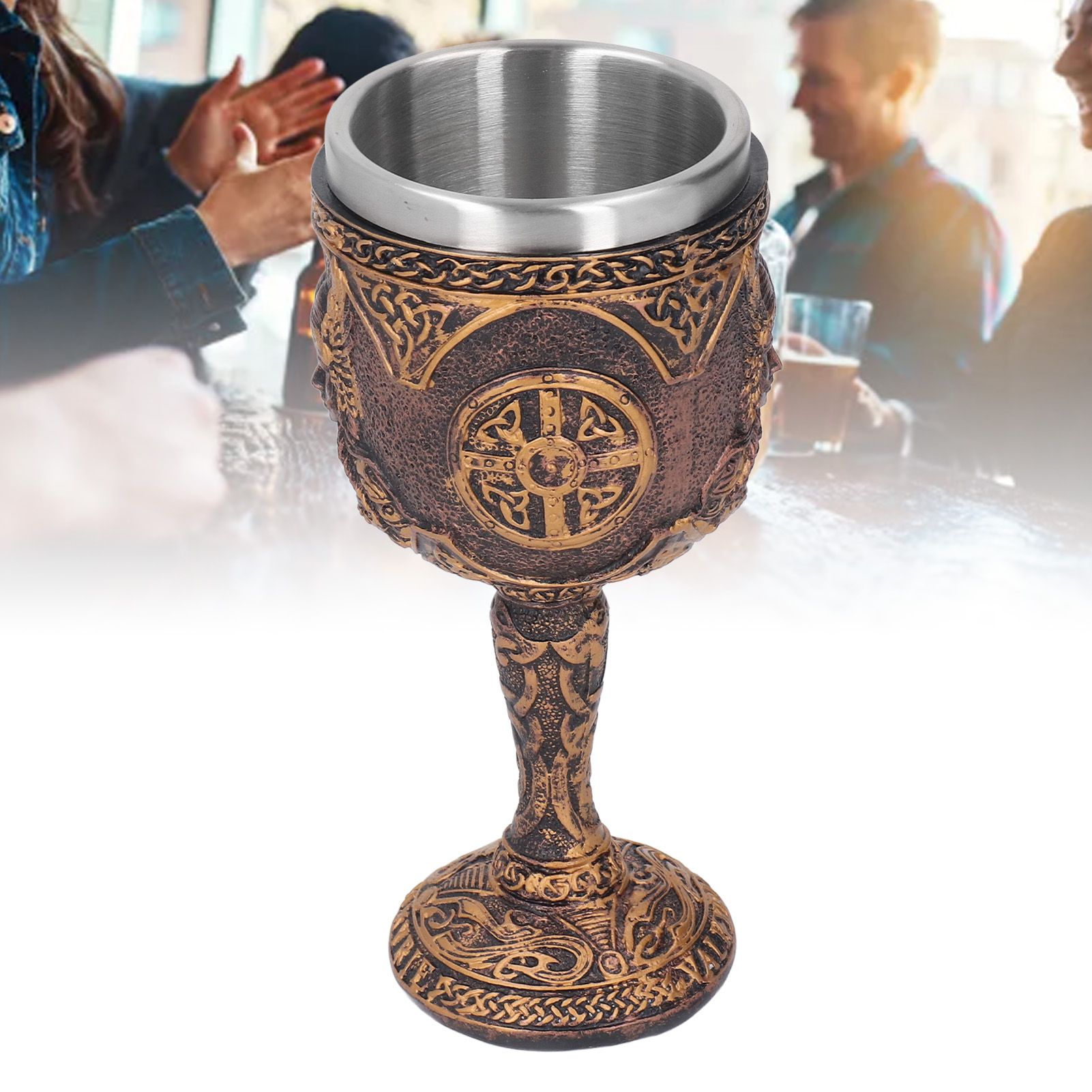 Nordic Wine Goblet Resin Shell Stainless Steel Unique Retro Beer Cup for view 12