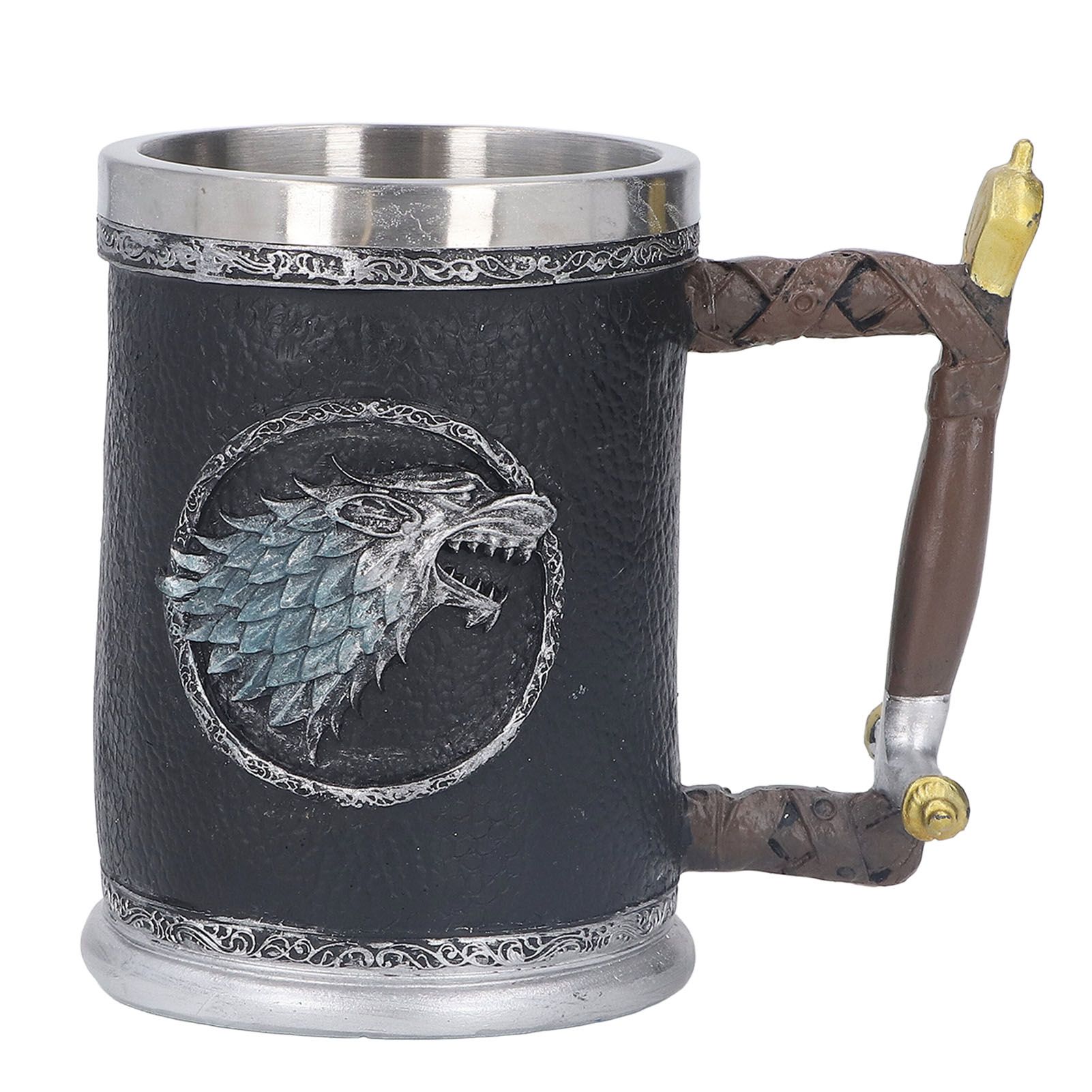 Stainless Steel Liner Mug Resin Decorative Hand Painted Beer Cup for Home Bar view 2
