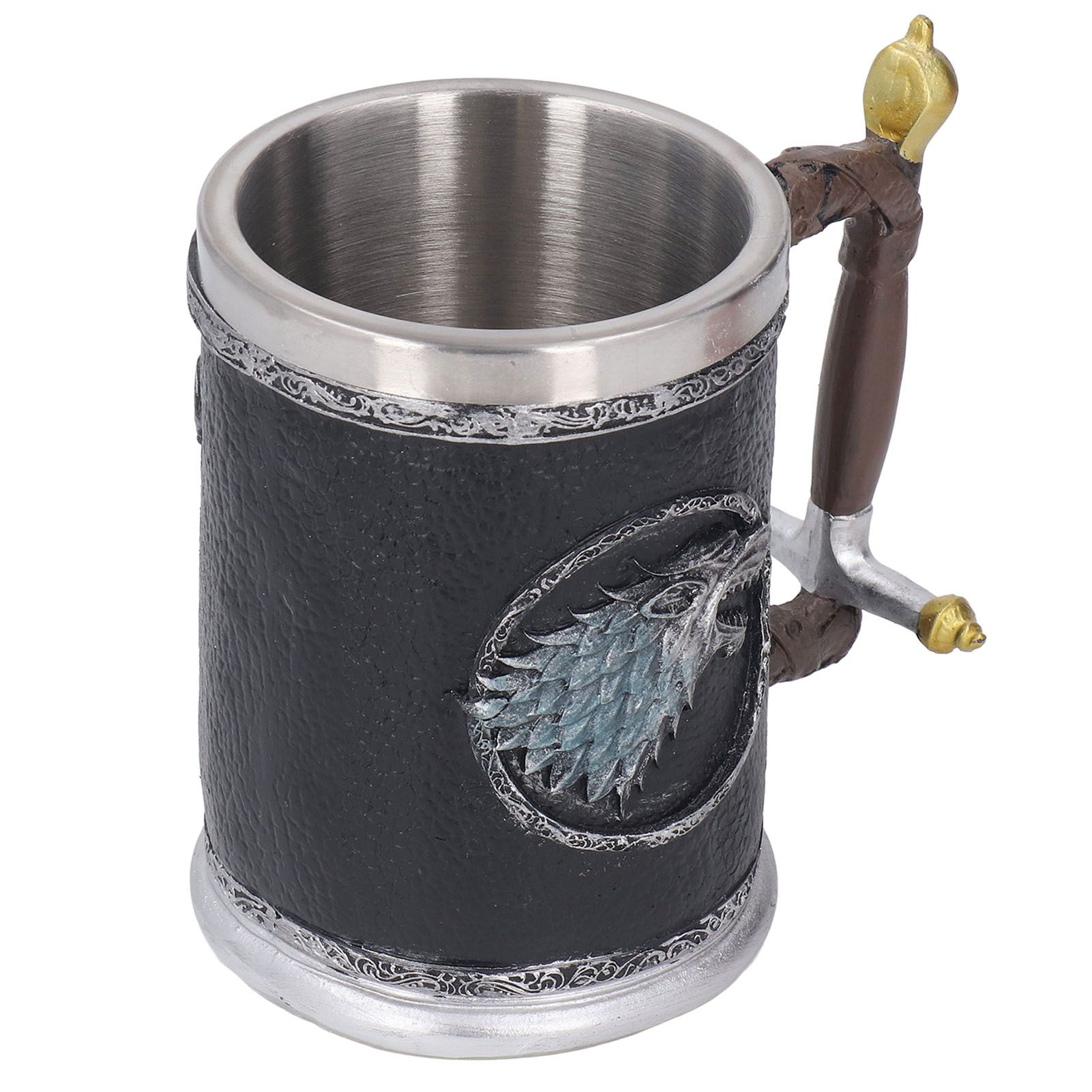 Stainless Steel Liner Mug Resin Decorative Hand Painted Beer Cup for Home Bar view 4