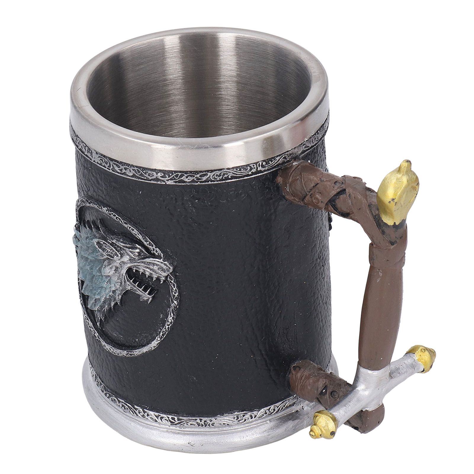 Stainless Steel Liner Mug Resin Decorative Hand Painted Beer Cup for Home Bar view 7