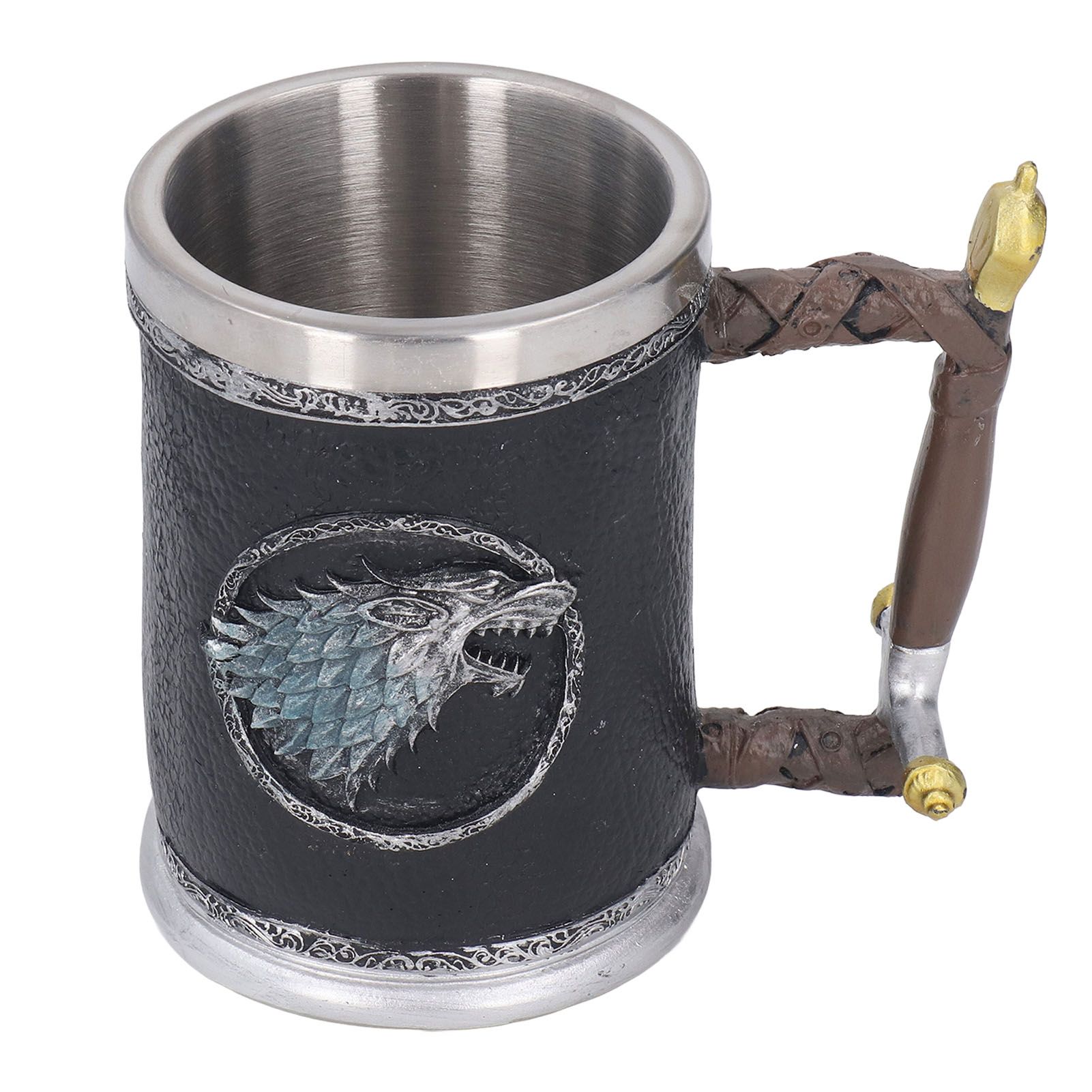 Stainless Steel Liner Mug Resin Decorative Hand Painted Beer Cup for Home Bar view 8