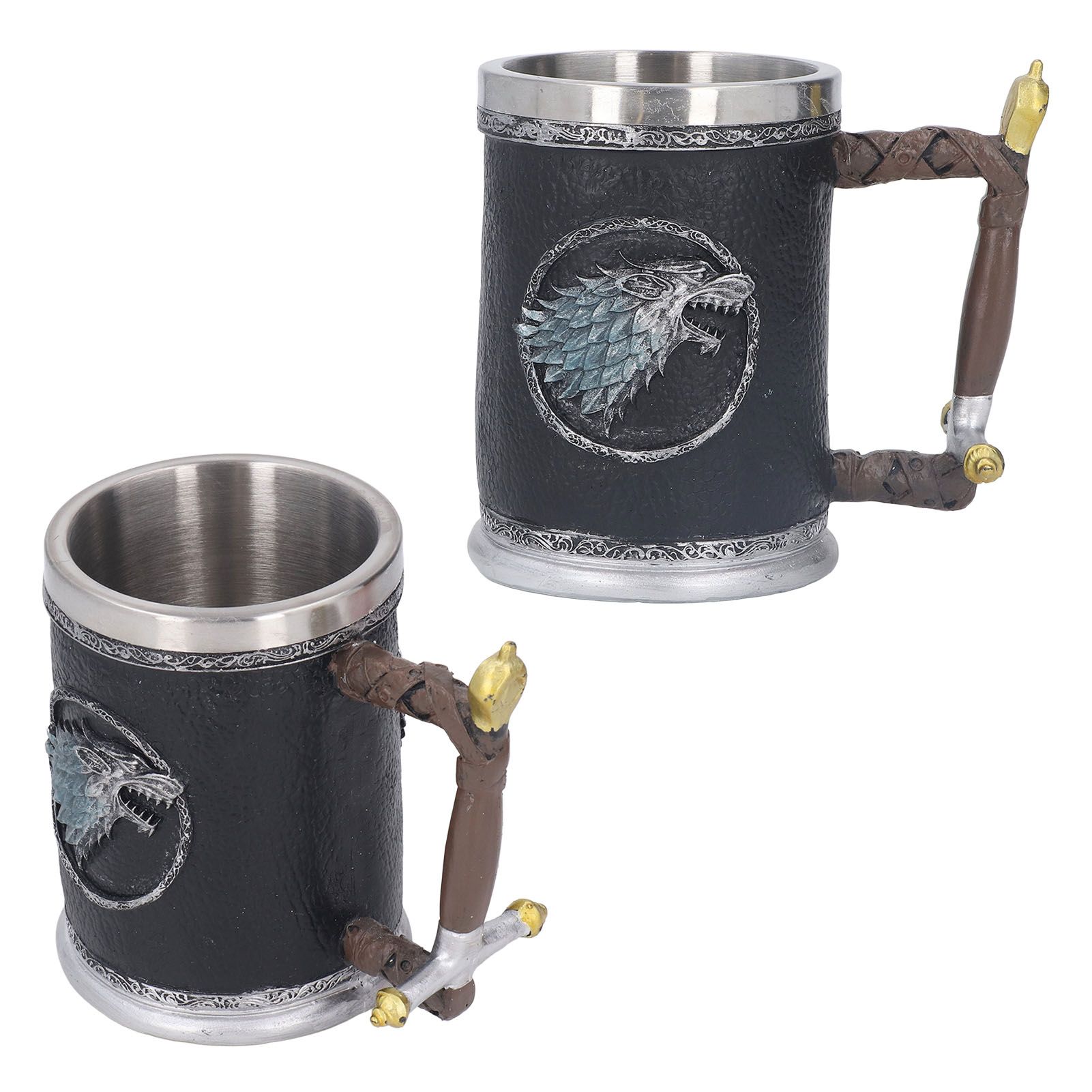 Stainless Steel Liner Mug Resin Decorative Hand Painted Beer Cup for Home Bar view 10