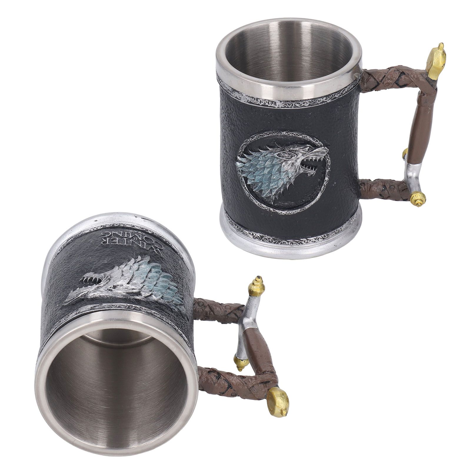 Stainless Steel Liner Mug Resin Decorative Hand Painted Beer Cup for Home Bar view 15