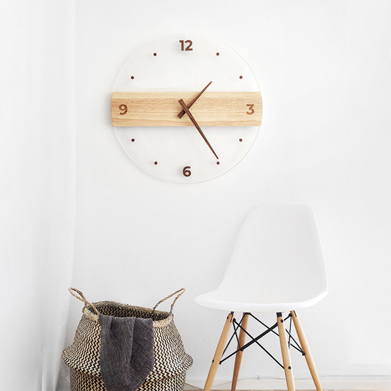 Wall Clock Silent Round Decorative Modern Acrylic Panel Hanging Clock for view 6
