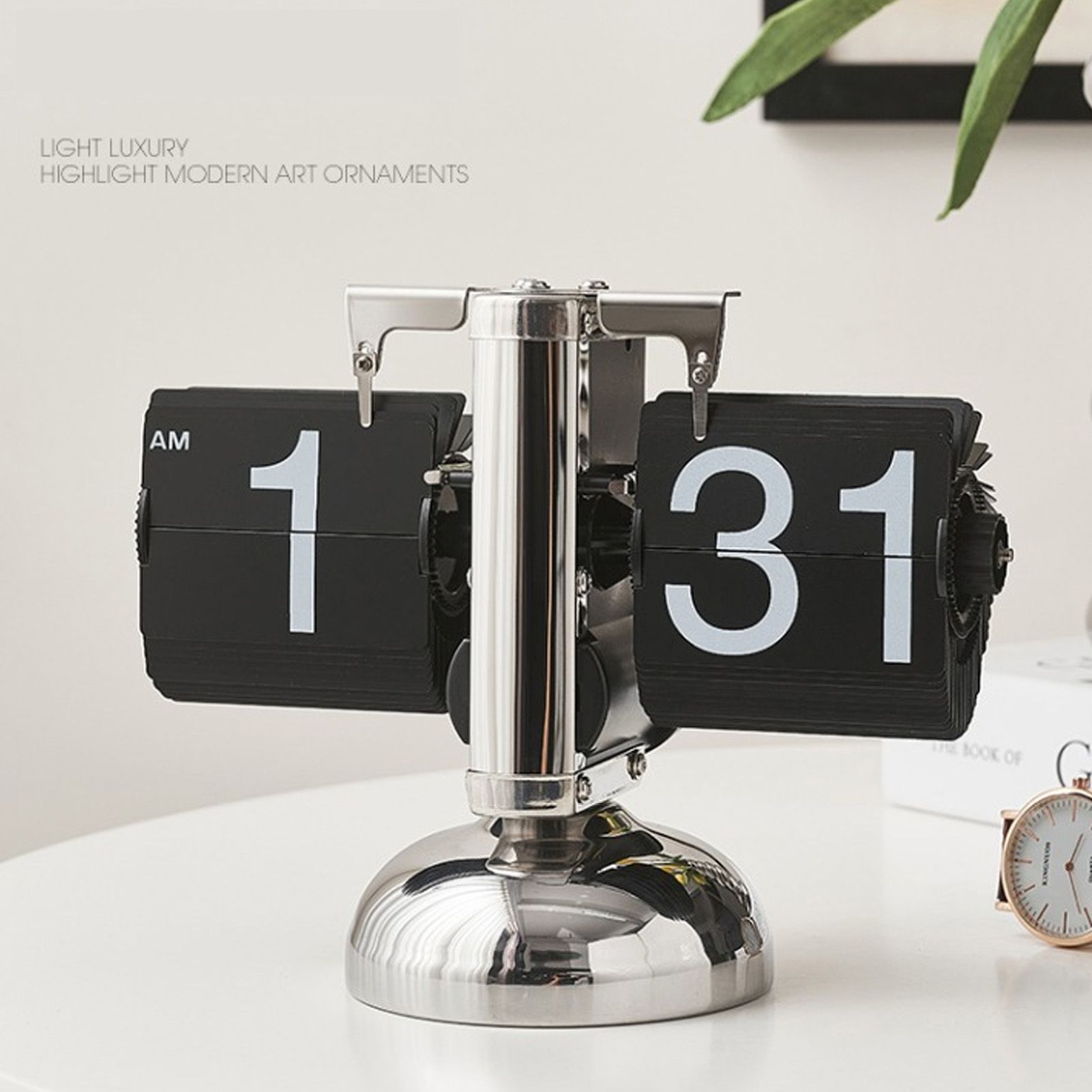 Digital Flip Down Clock Retro Minimalist Single Foot Mechanical Auto Flip view 5