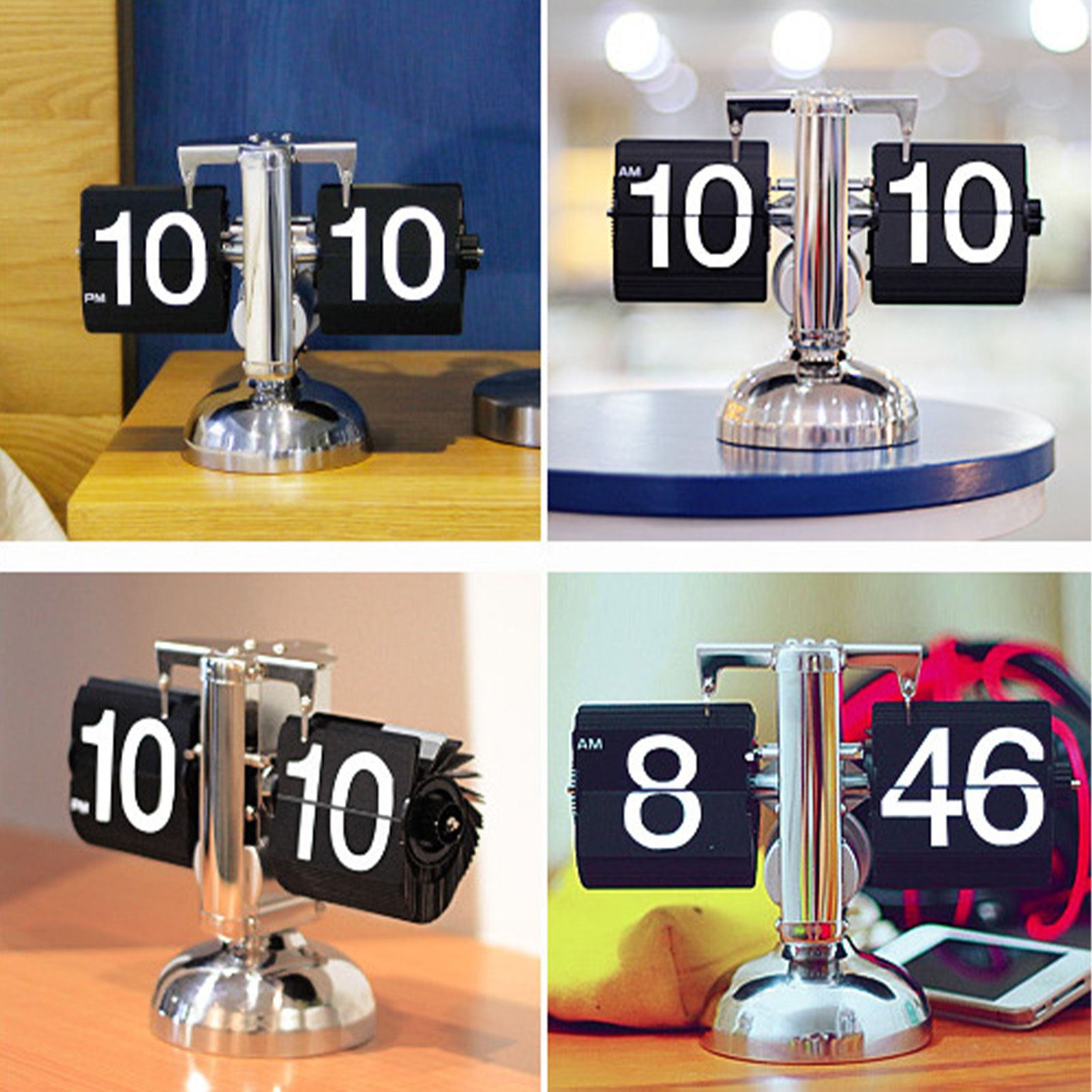 Digital Flip Down Clock Retro Minimalist Single Foot Mechanical Auto Flip view 9