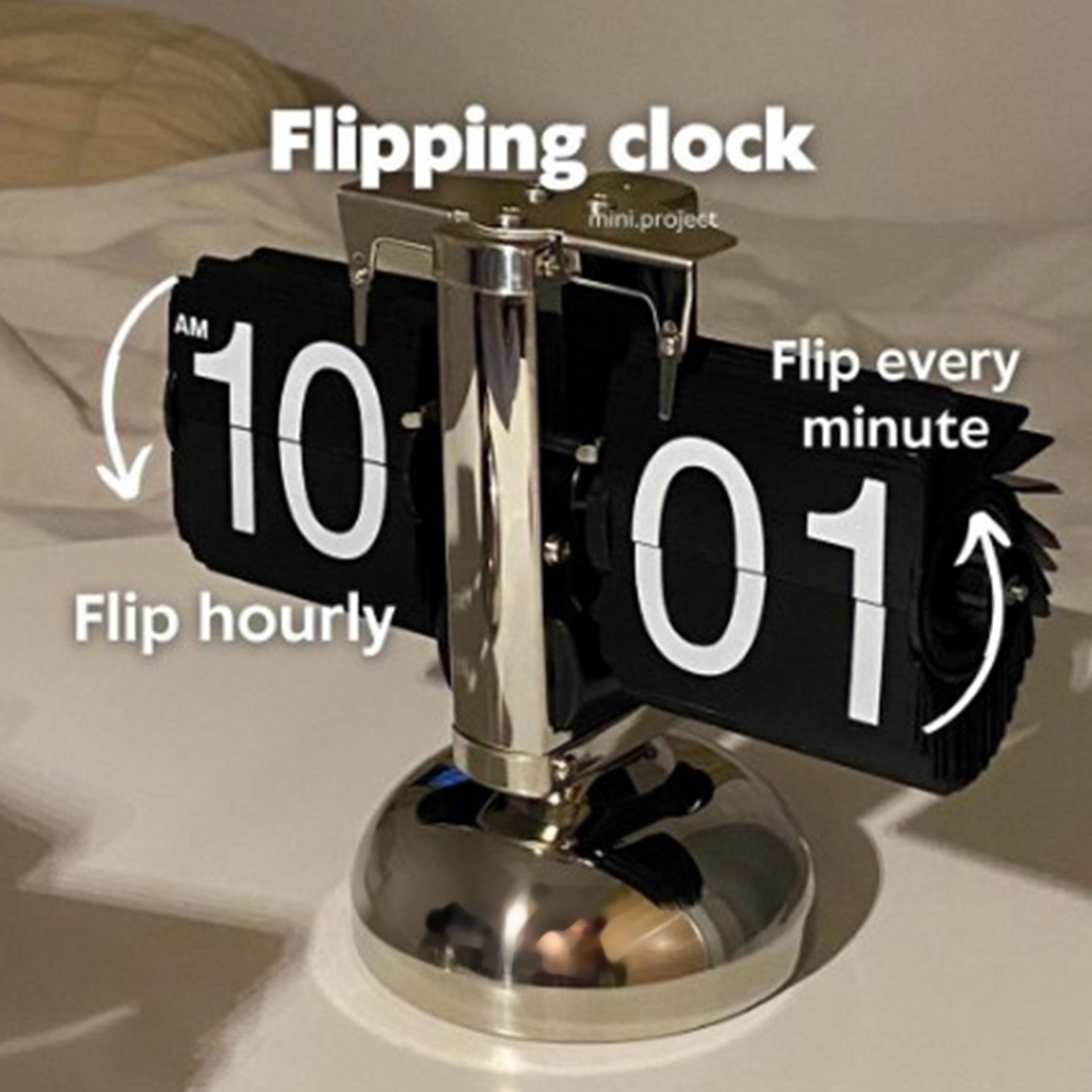 Digital Flip Down Clock Retro Minimalist Single Foot Mechanical Auto Flip view 10