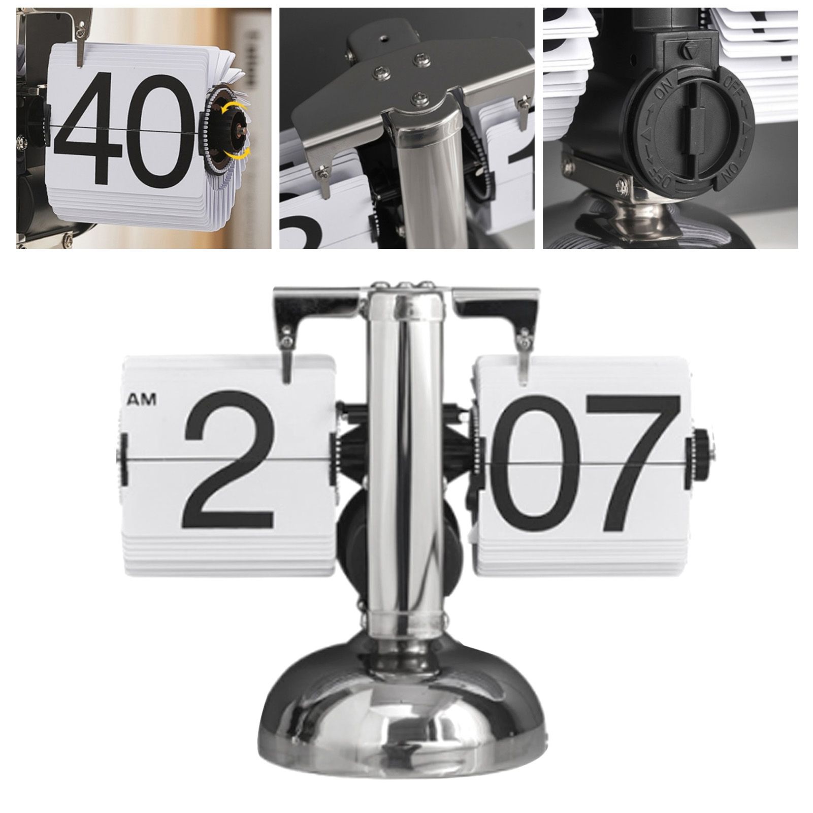 Digital Flip Down Clock Retro Minimalist Single Foot Mechanical Auto Flip view 4