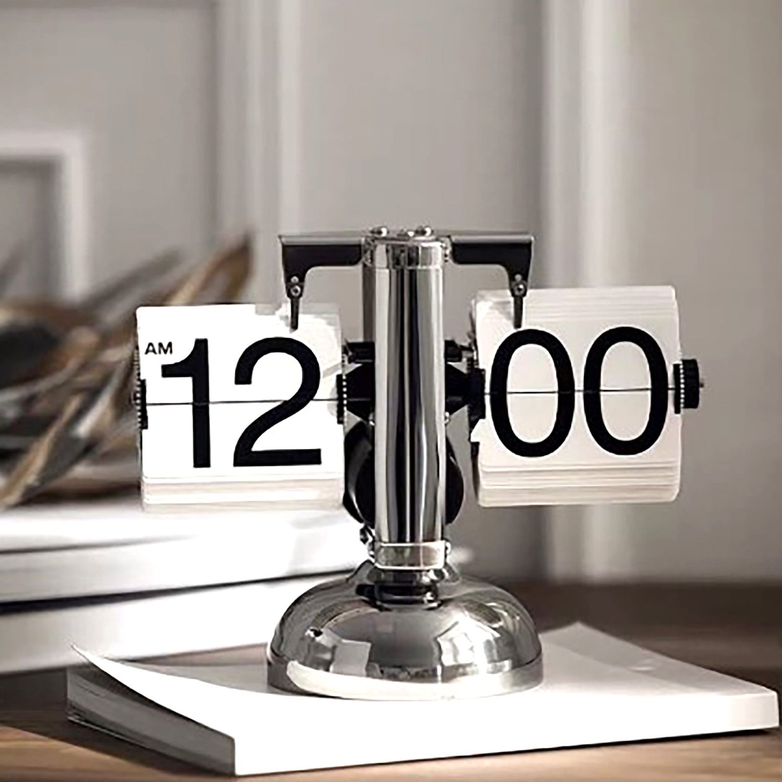 Digital Flip Down Clock Retro Minimalist Single Foot Mechanical Auto Flip view 6