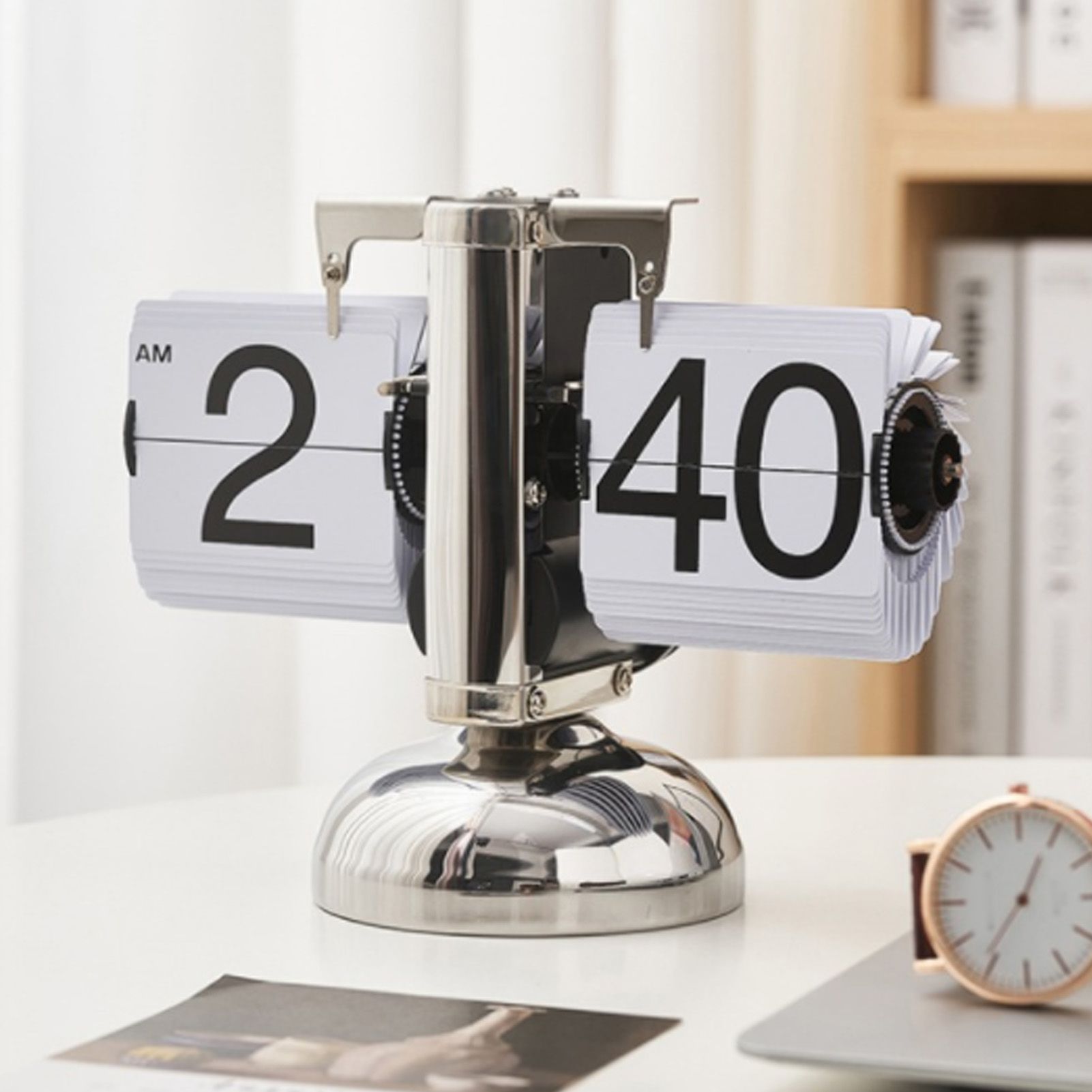 Digital Flip Down Clock Retro Minimalist Single Foot Mechanical Auto Flip view 12
