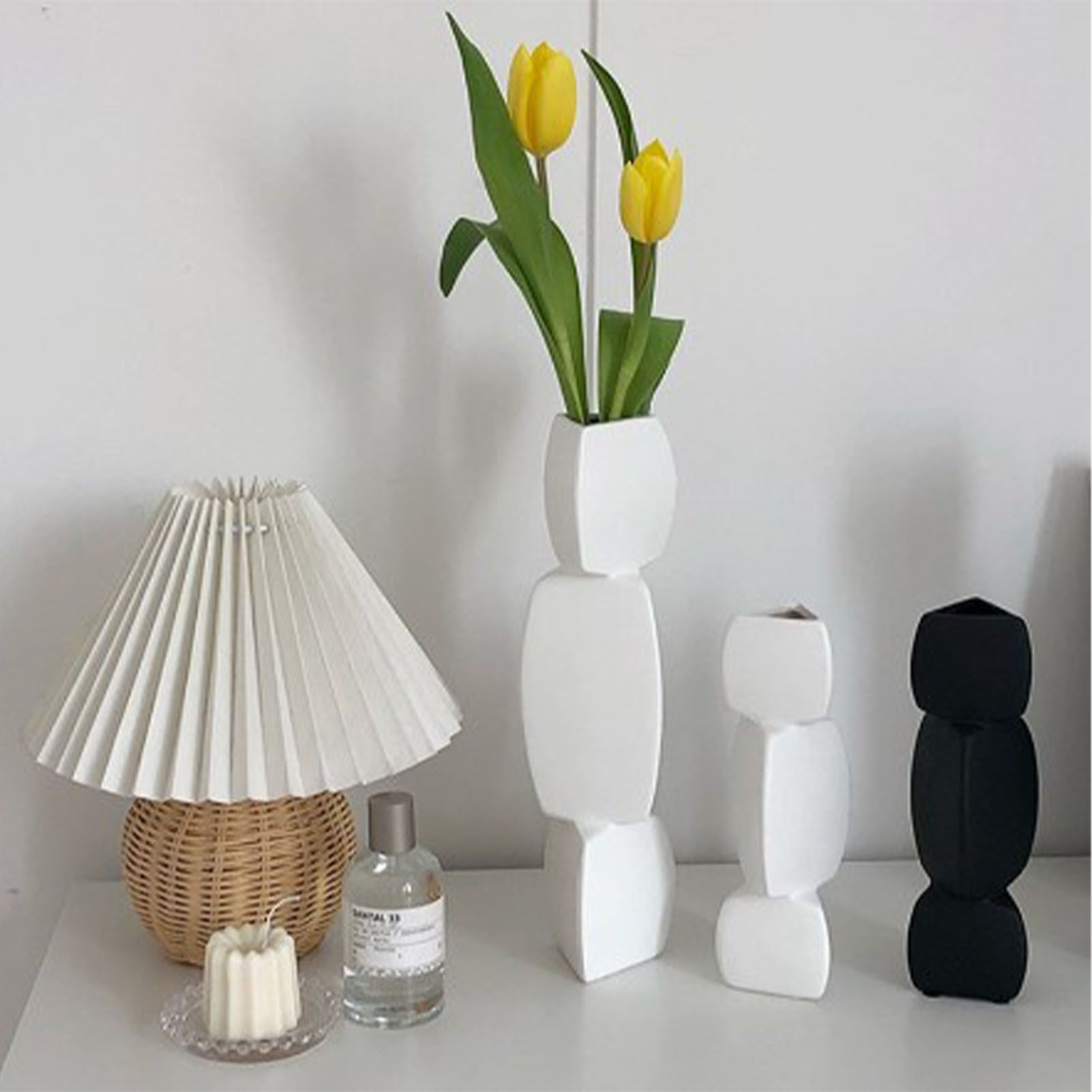 Lotus Root Shaped Vase Ingenious Pure Color Ceramic Decorative Flower Vase for view 3