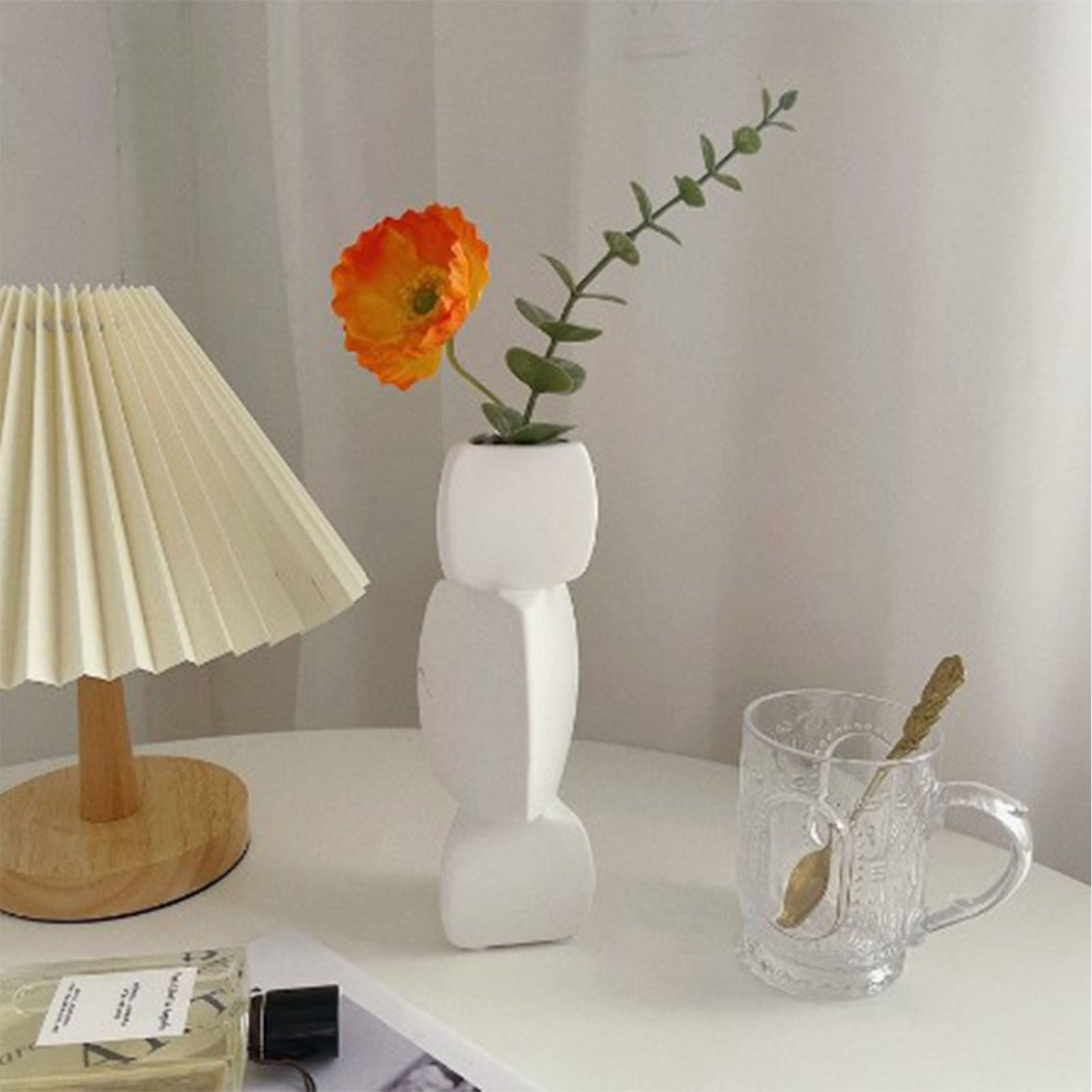 Lotus Root Shaped Vase Ingenious Pure Color Ceramic Decorative Flower Vase for view 4