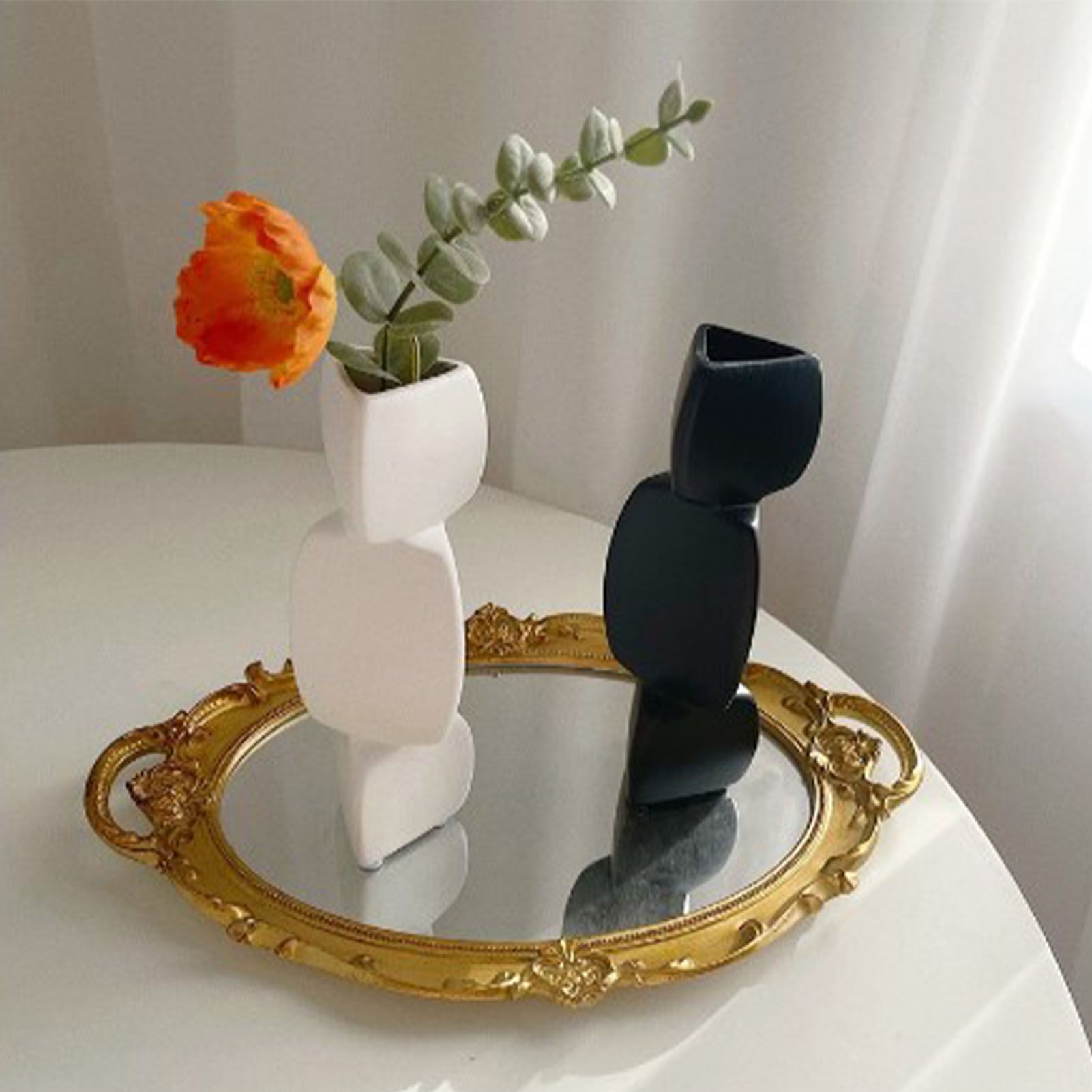 Lotus Root Shaped Vase Ingenious Pure Color Ceramic Decorative Flower Vase for view 5