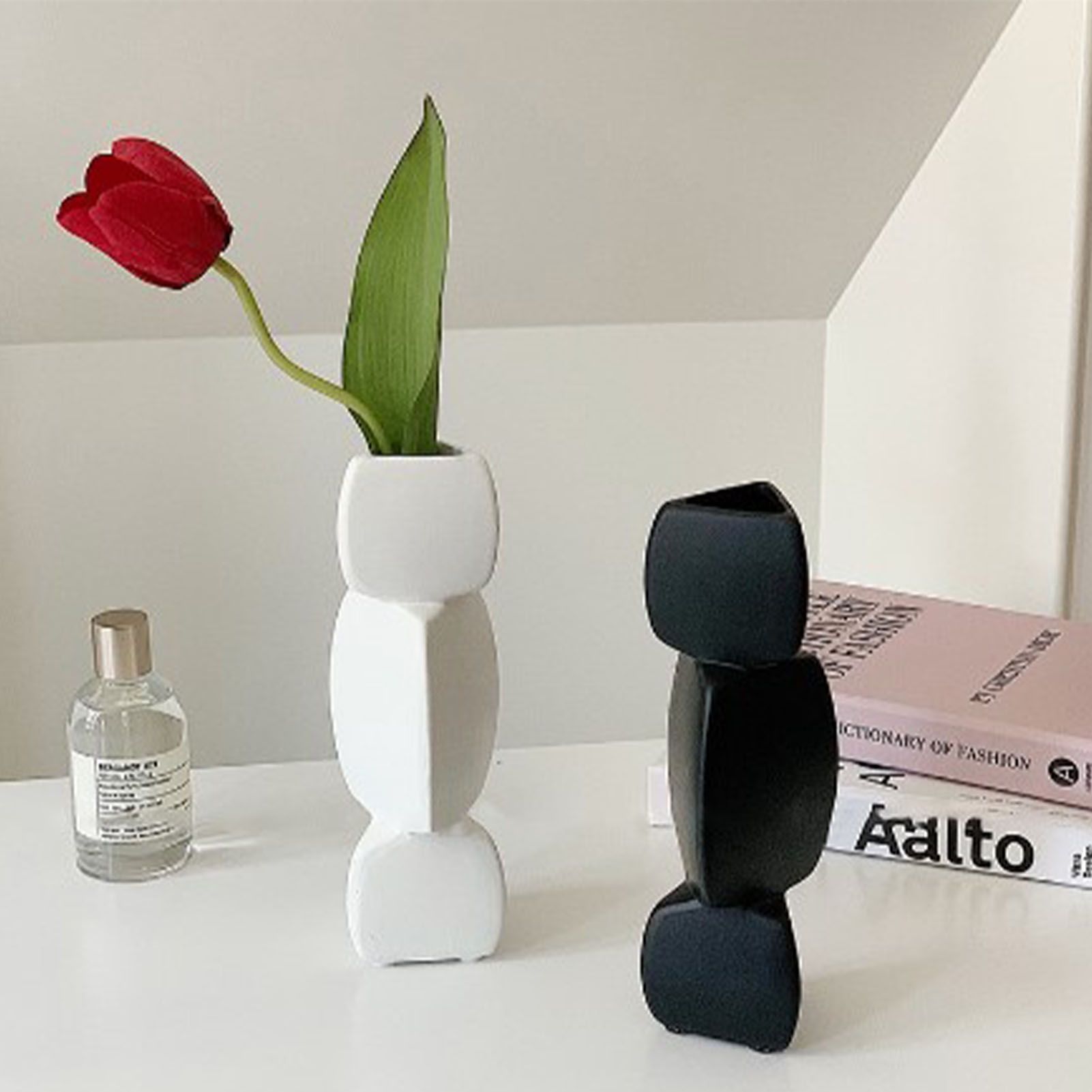 Lotus Root Shaped Vase Ingenious Pure Color Ceramic Decorative Flower Vase for view 7