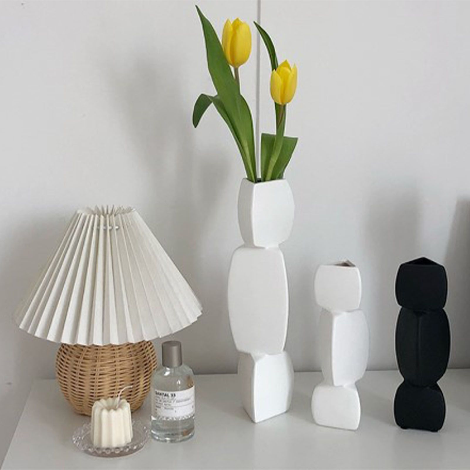 Lotus Root Shaped Vase Ingenious Pure Color Ceramic Decorative Flower Vase for view 10