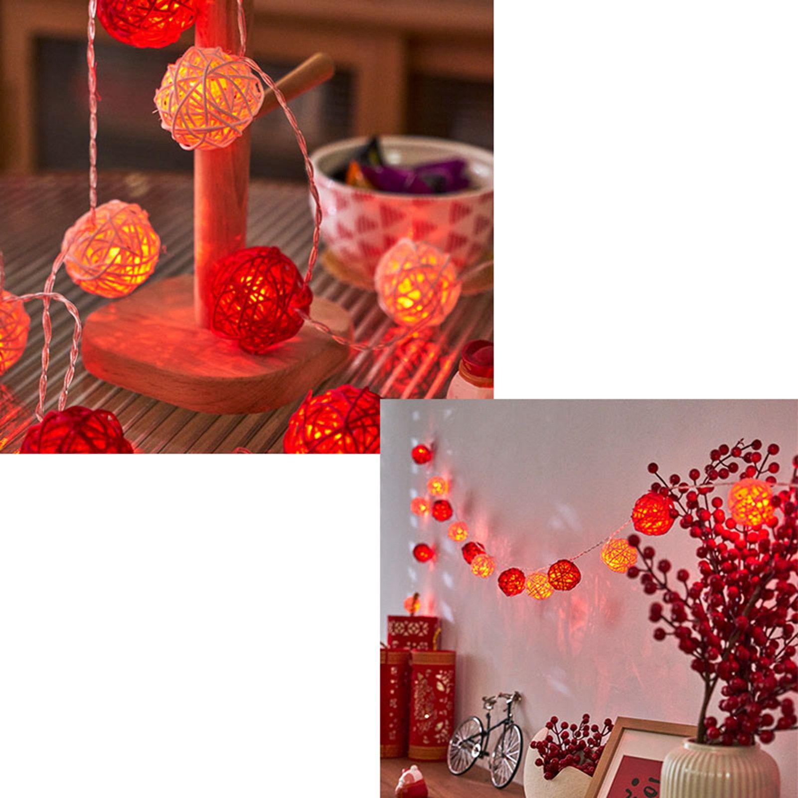 Rattan Ball String Light Decorative Romantic Rattan Ball String for Christmas view 5