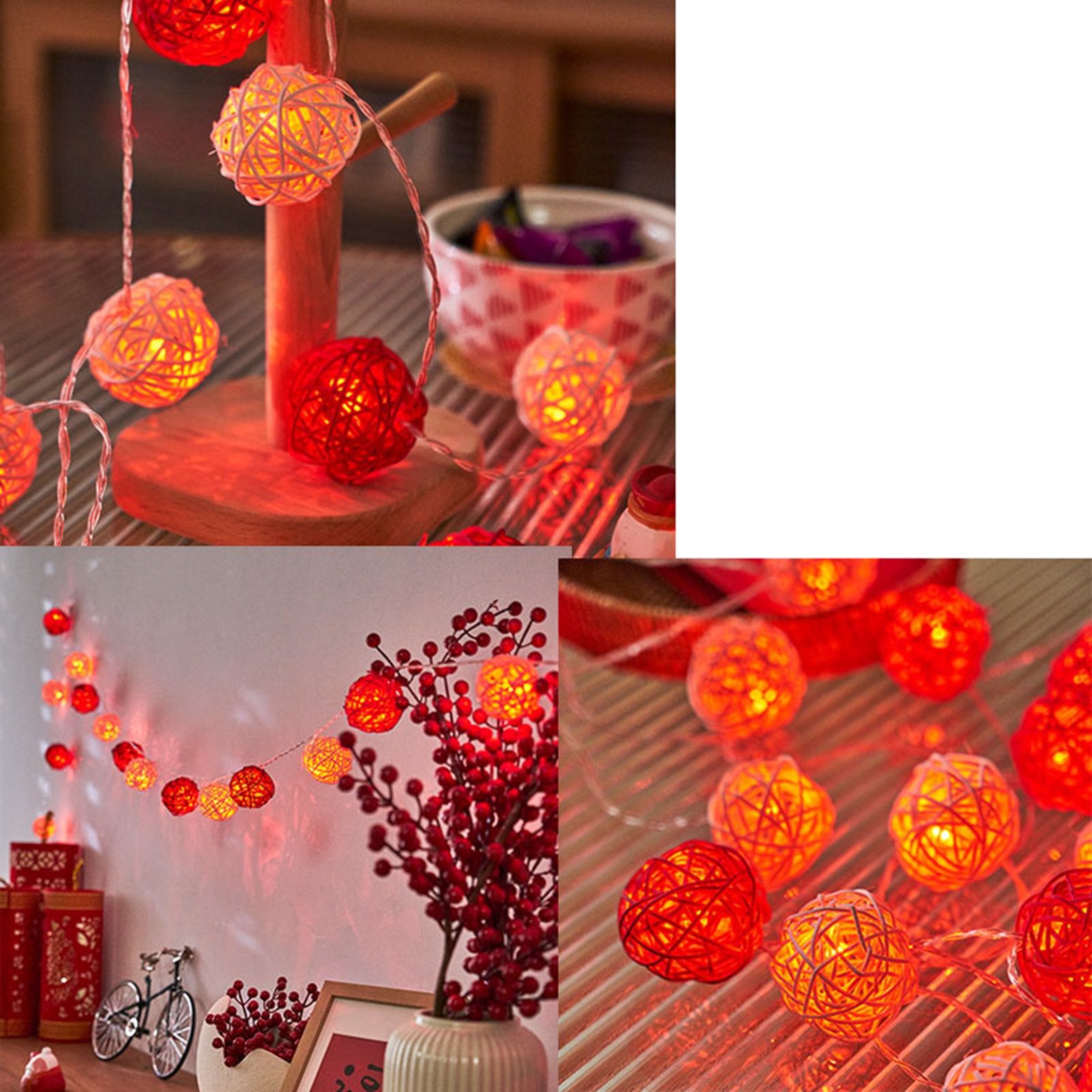 Rattan Ball String Light Decorative Romantic Rattan Ball String for Christmas view 9