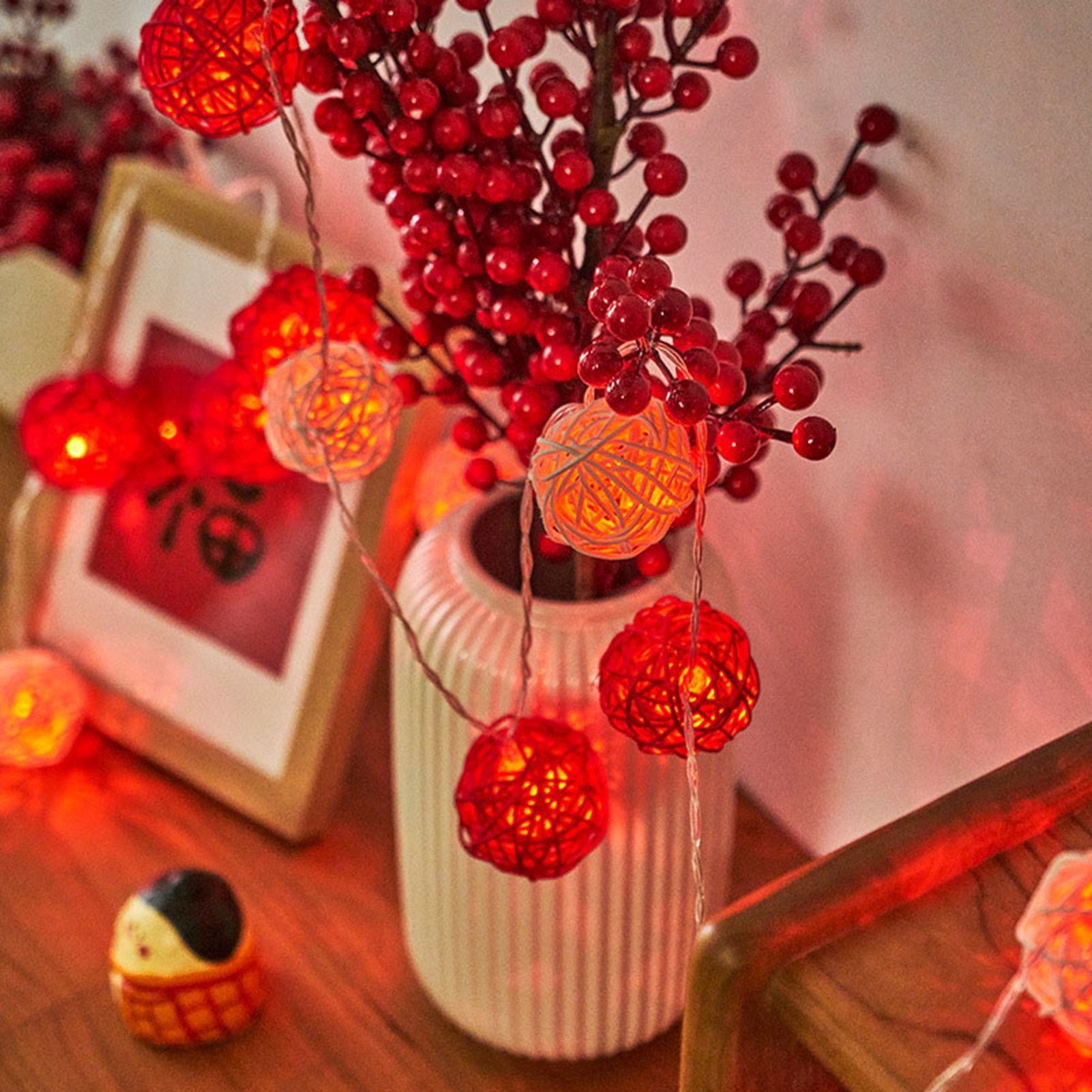 Rattan Ball String Light Decorative Romantic Rattan Ball String for Christmas view 12