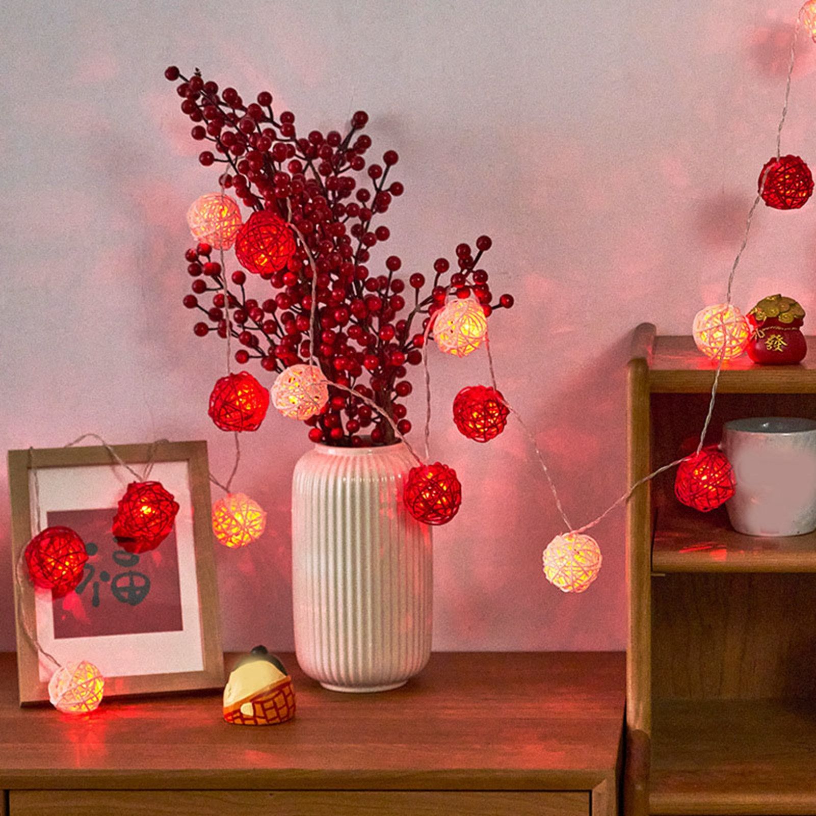Rattan Ball String Light Decorative Romantic Rattan Ball String for Christmas view 6