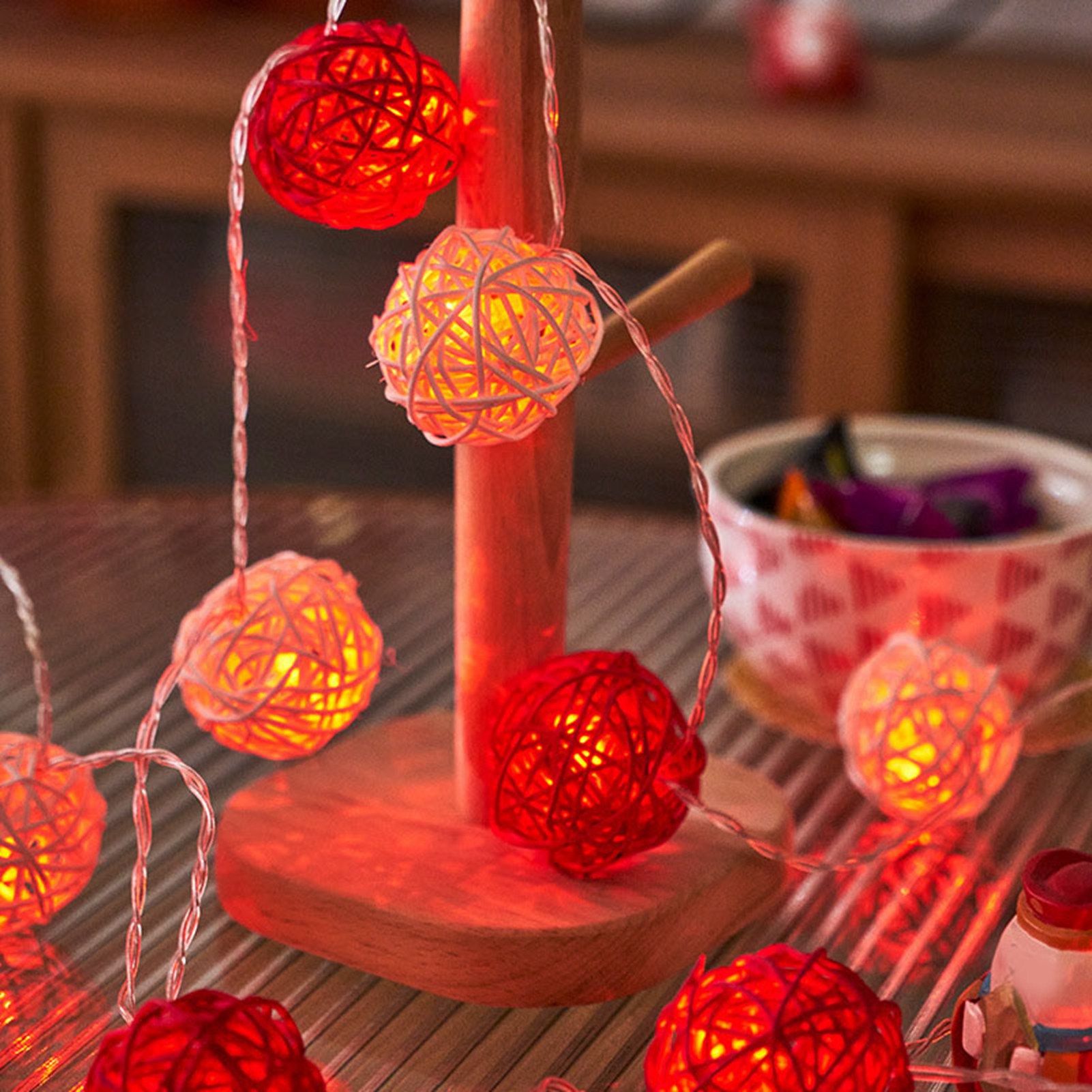 Rattan Ball String Light Decorative Romantic Rattan Ball String for Christmas view 10