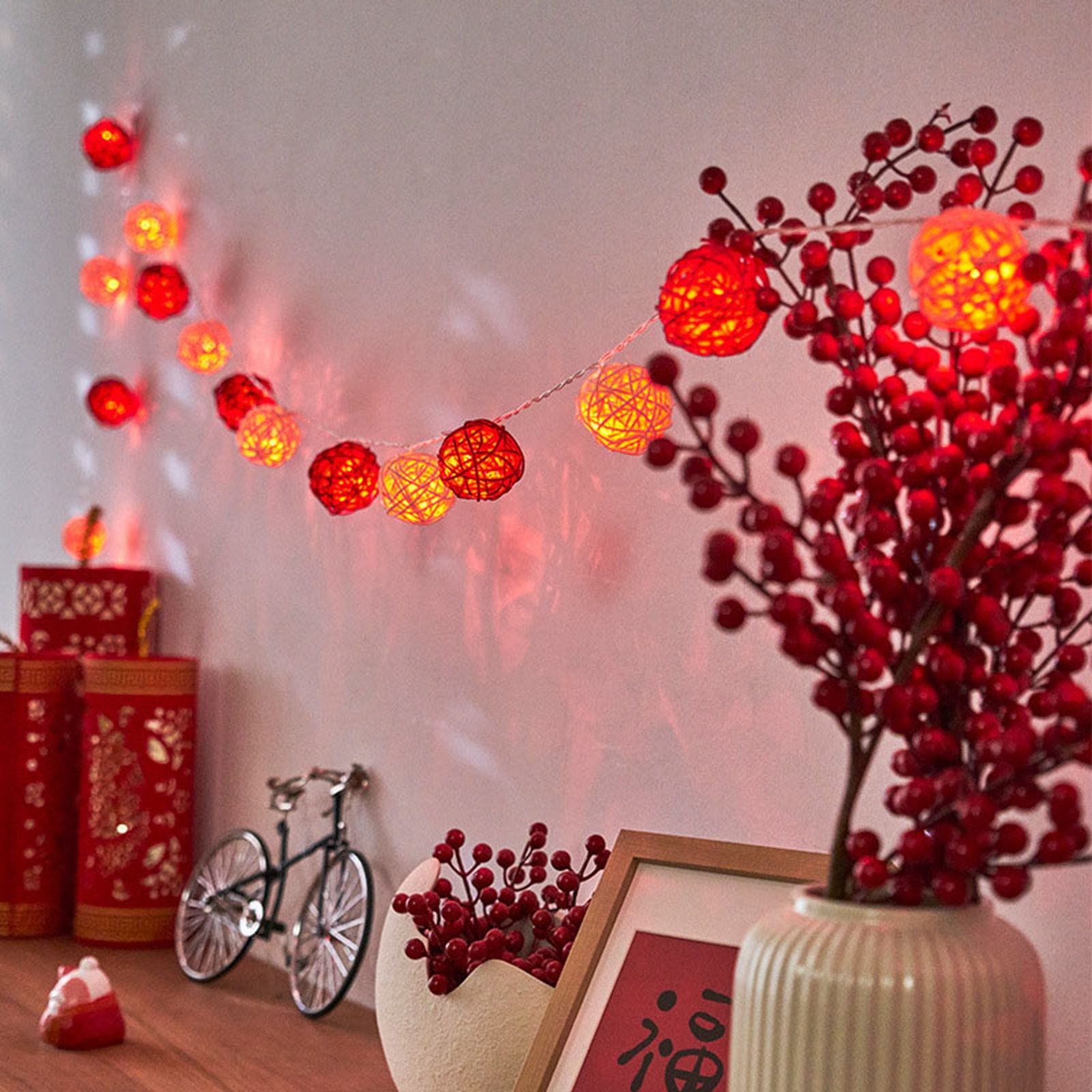 Rattan Ball String Light Decorative Romantic Rattan Ball String for Christmas view 11
