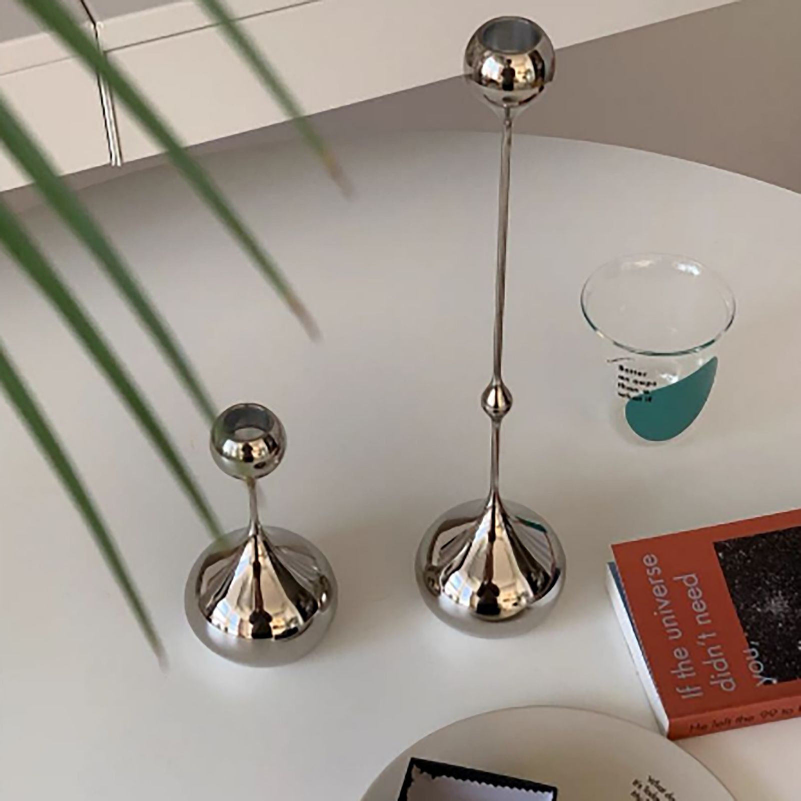Candle Holder Ornament Stainless Steel Candlestick Holder Household Desktop view 10