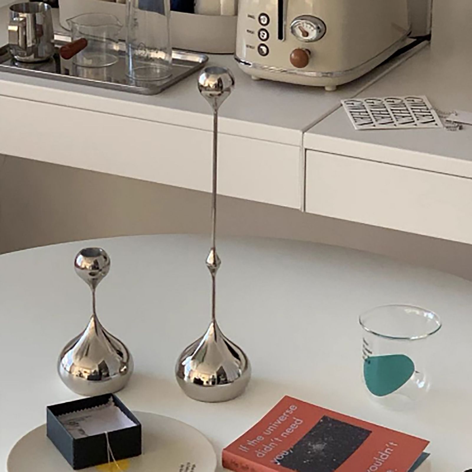 Candle Holder Ornament Stainless Steel Candlestick Holder Household Desktop view 11