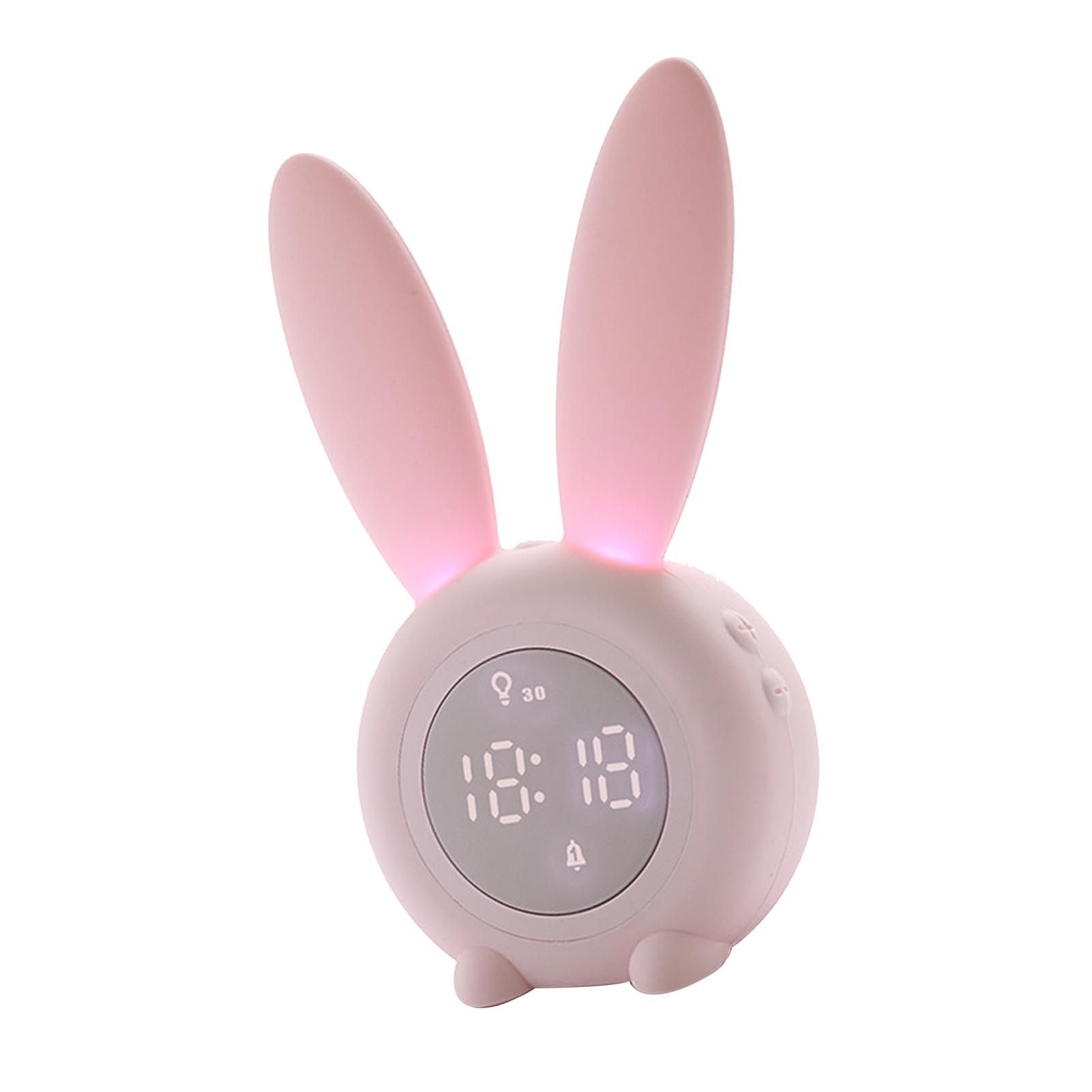 Digital Alarm Clock Cute Bunny Shape LED Night Light Luminous Digital Clock view 3
