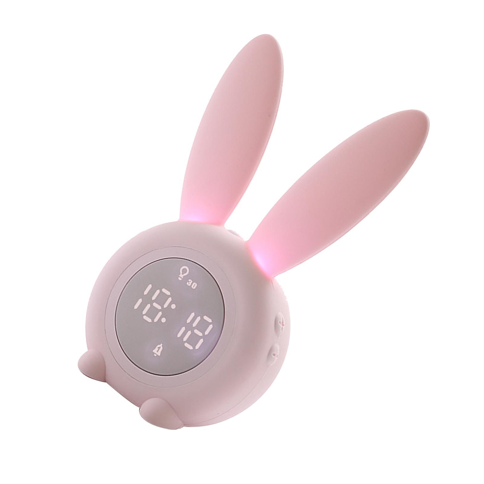 Digital Alarm Clock Cute Bunny Shape LED Night Light Luminous Digital Clock view 4