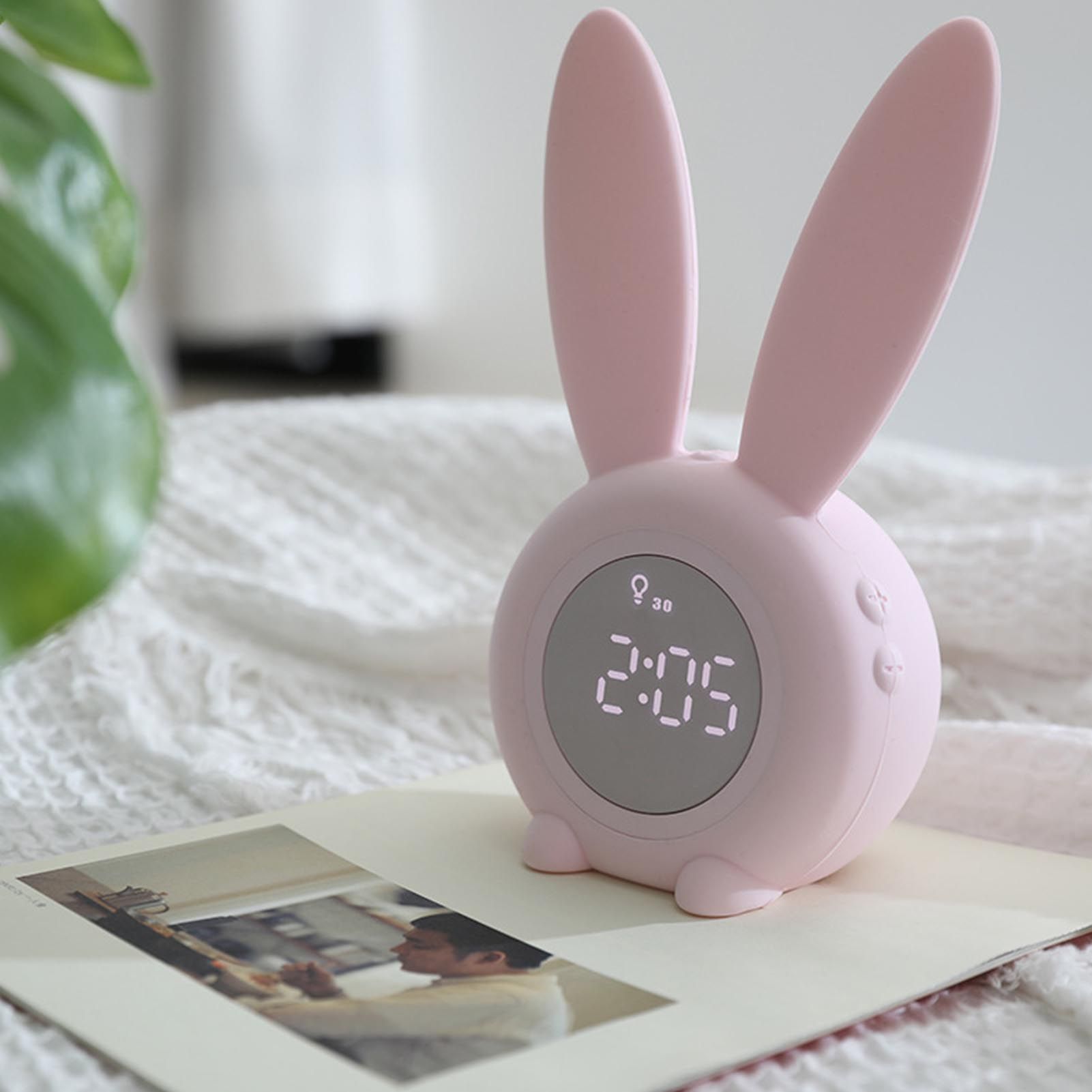 Digital Alarm Clock Cute Bunny Shape LED Night Light Luminous Digital Clock view 5