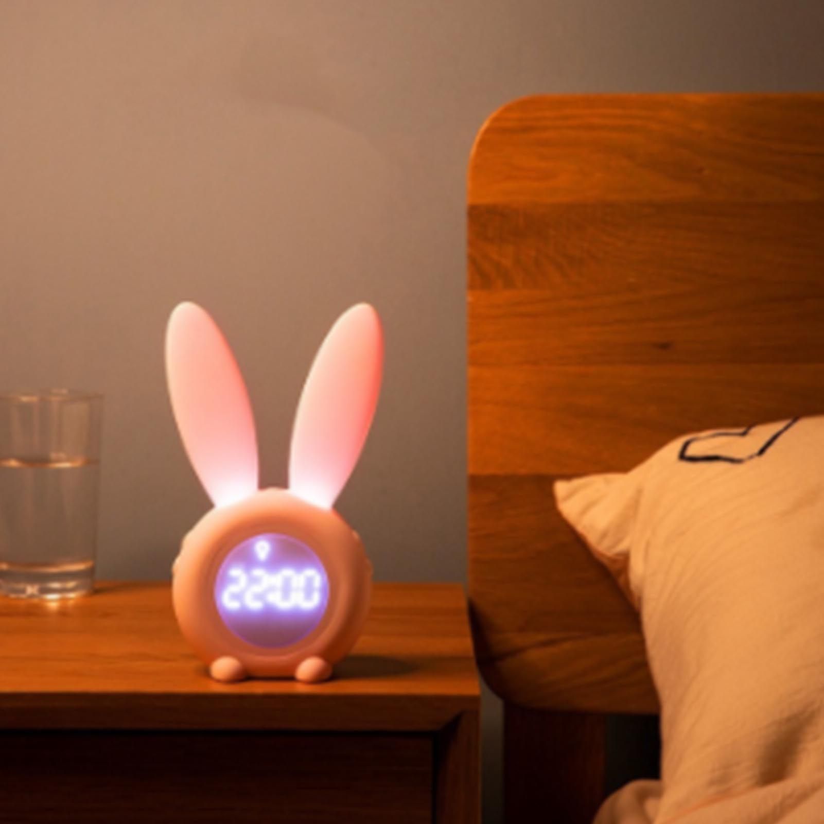 Digital Alarm Clock Cute Bunny Shape LED Night Light Luminous Digital Clock view 6