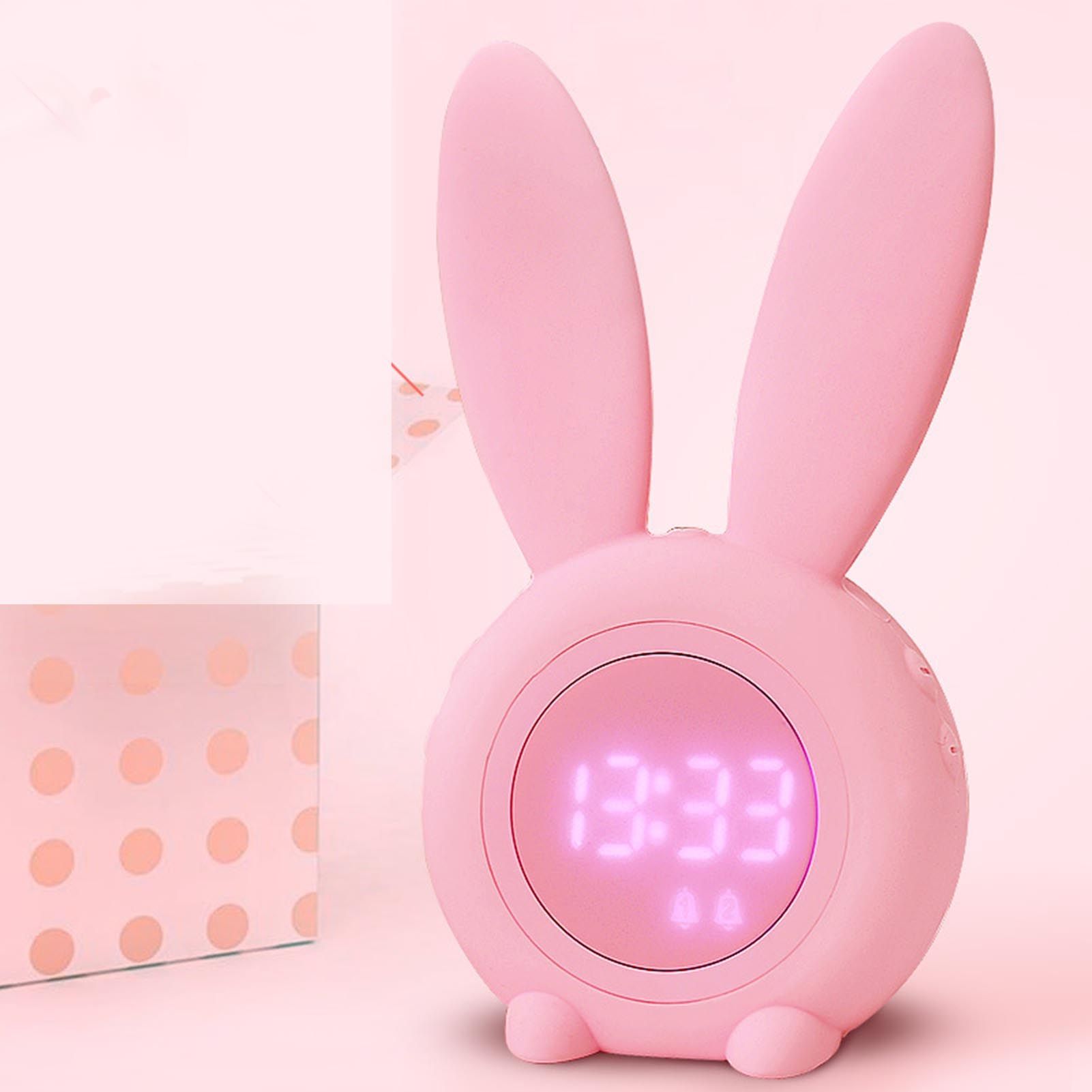 Digital Alarm Clock Cute Bunny Shape LED Night Light Luminous Digital Clock view 10