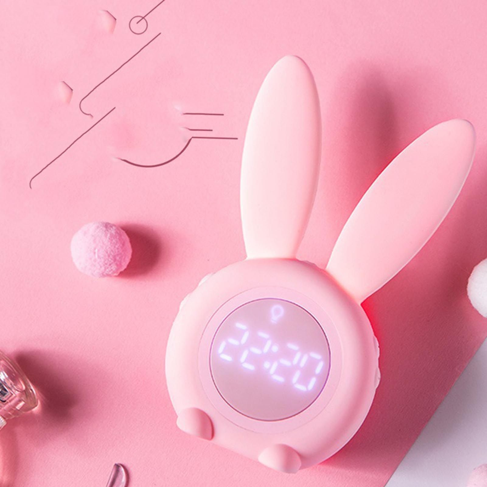 Digital Alarm Clock Cute Bunny Shape LED Night Light Luminous Digital Clock view 11