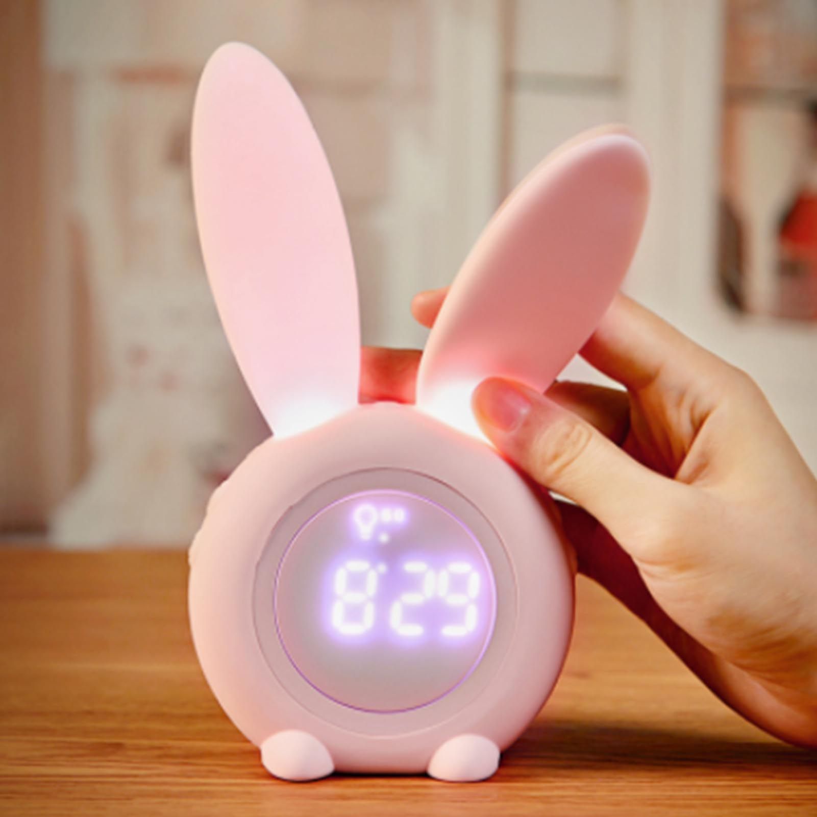 Digital Alarm Clock Cute Bunny Shape LED Night Light Luminous Digital Clock view 12