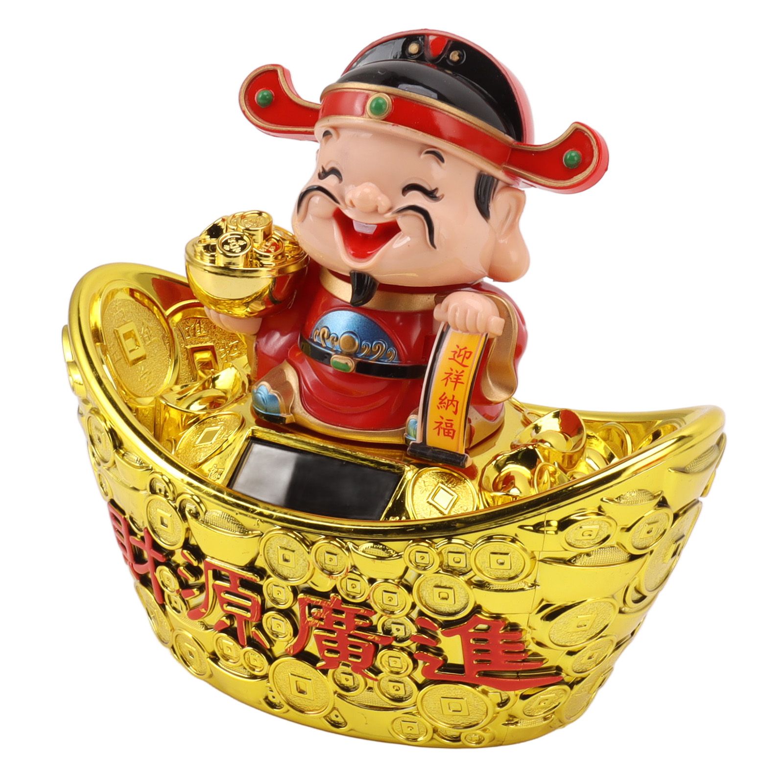 Wealth God Ornament Solar Panel Nodding Fortune Wealth Statue for Car view 2