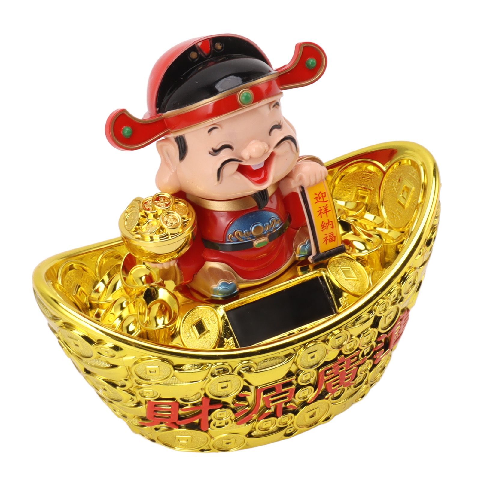 Wealth God Ornament Solar Panel Nodding Fortune Wealth Statue for Car view 3